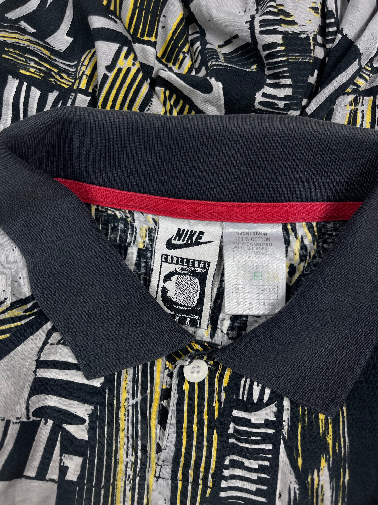 Vintage 90's Nike Challenge Court Polo Tennis Shirt Andre Agassi Size L Abstract Pattern
