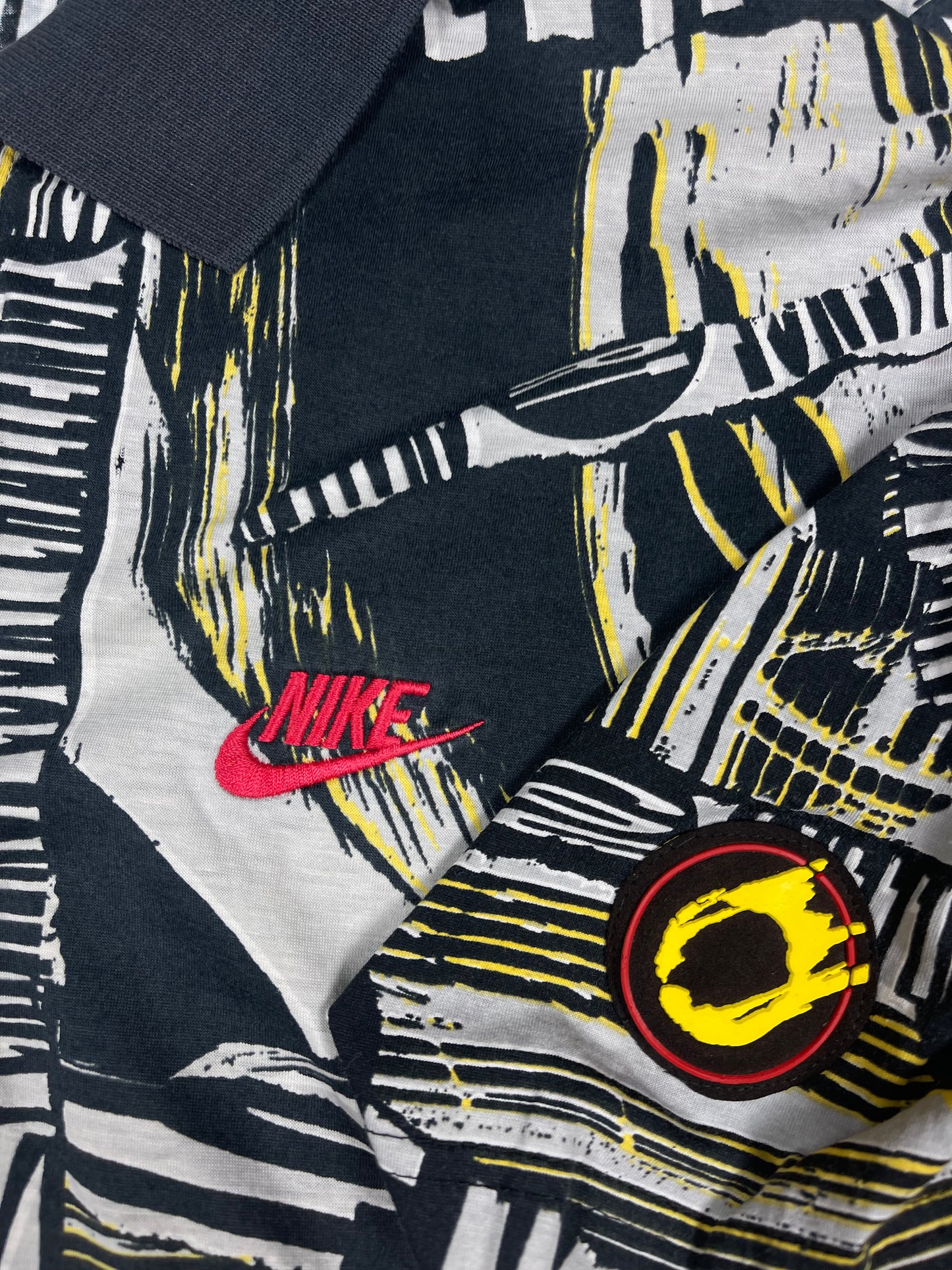 Vintage 90's Nike Challenge Court Polo Tennis Shirt Andre Agassi Size L Abstract Pattern