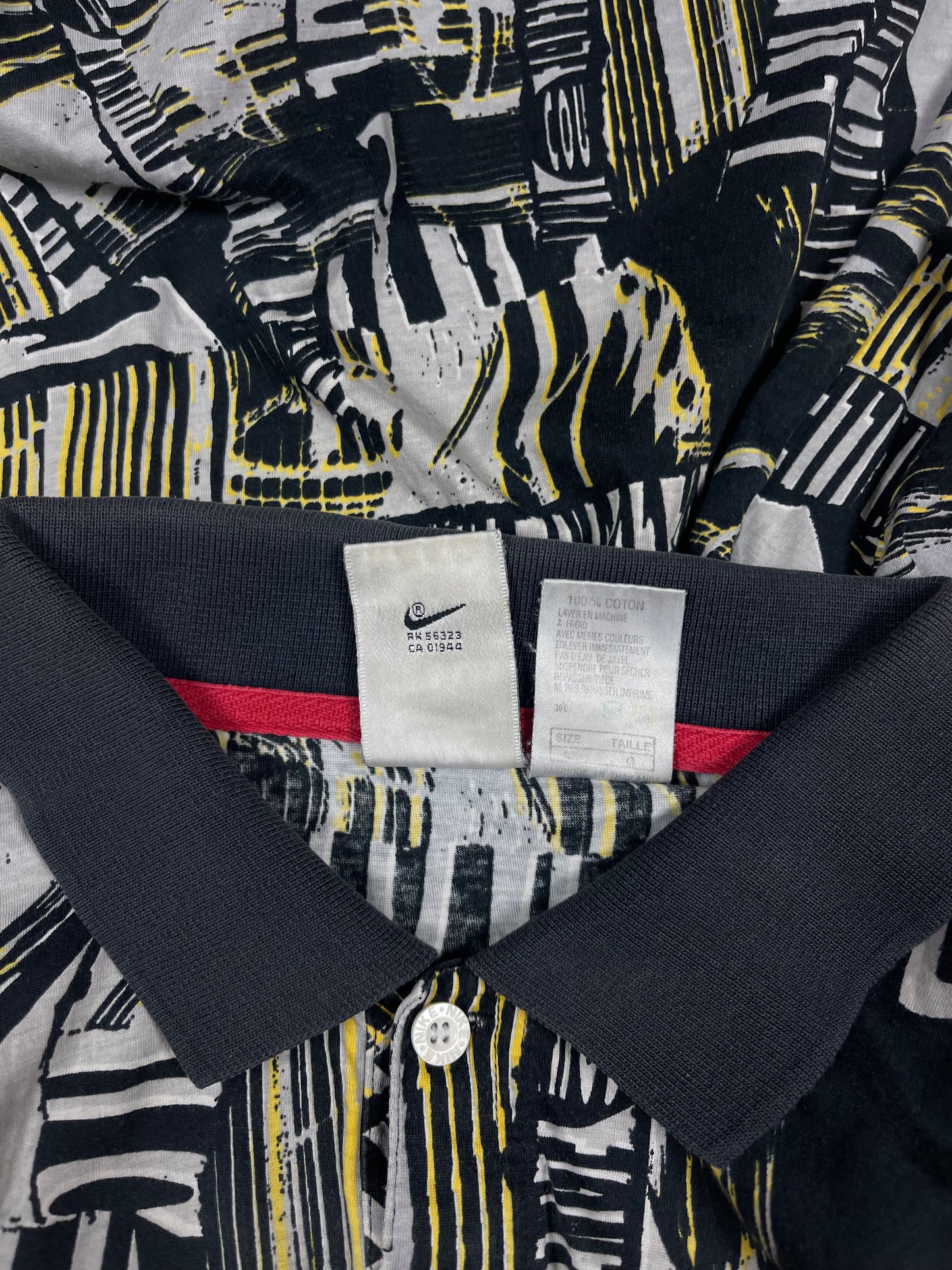 Vintage 90's Nike Challenge Court Polo Tennis Shirt Andre Agassi Size L Abstract Pattern