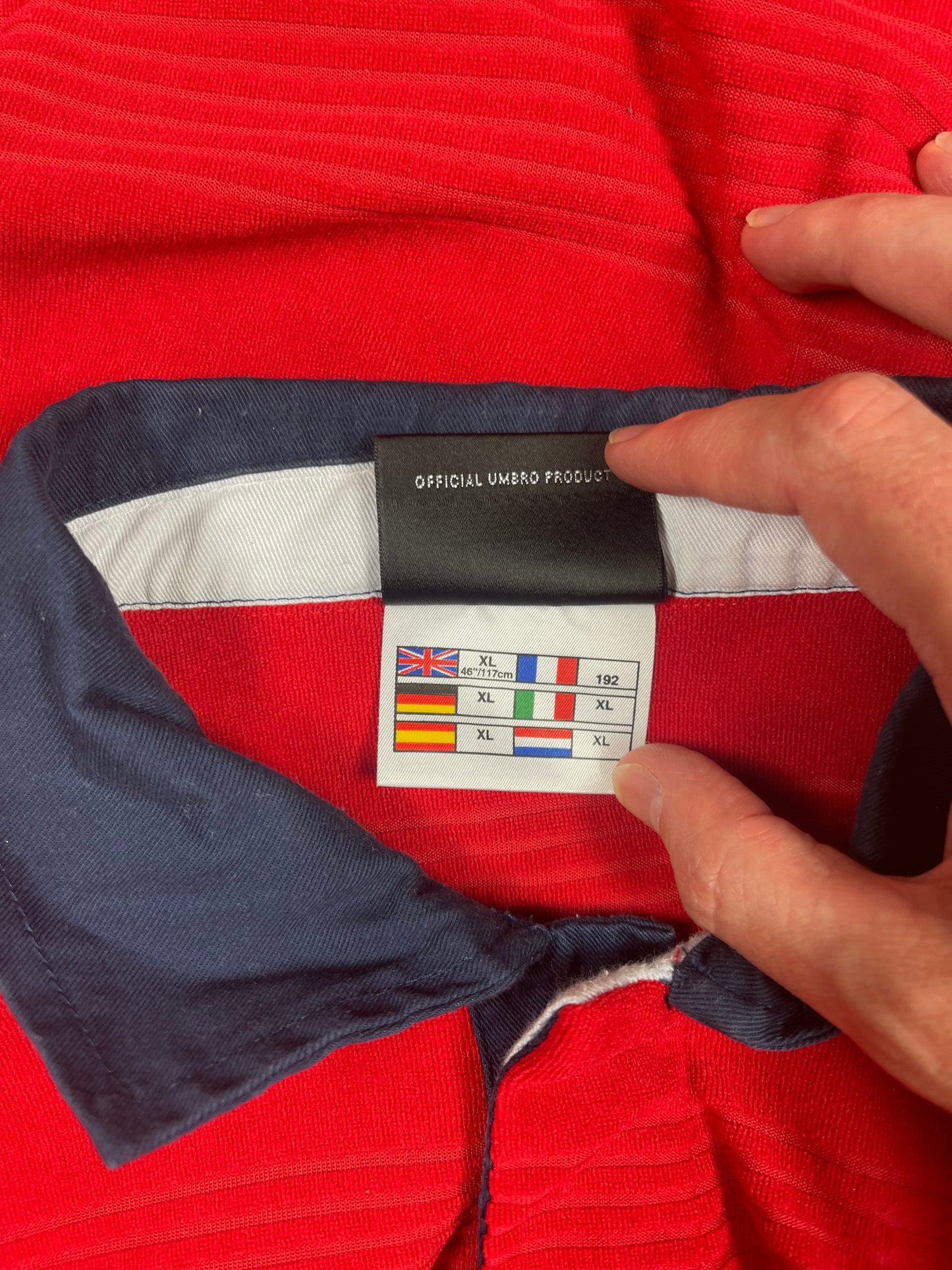 🏴 ⚽️ Vintage England Umbro 1999 - 2001 Away Football Shirt Red Size XL Form UV