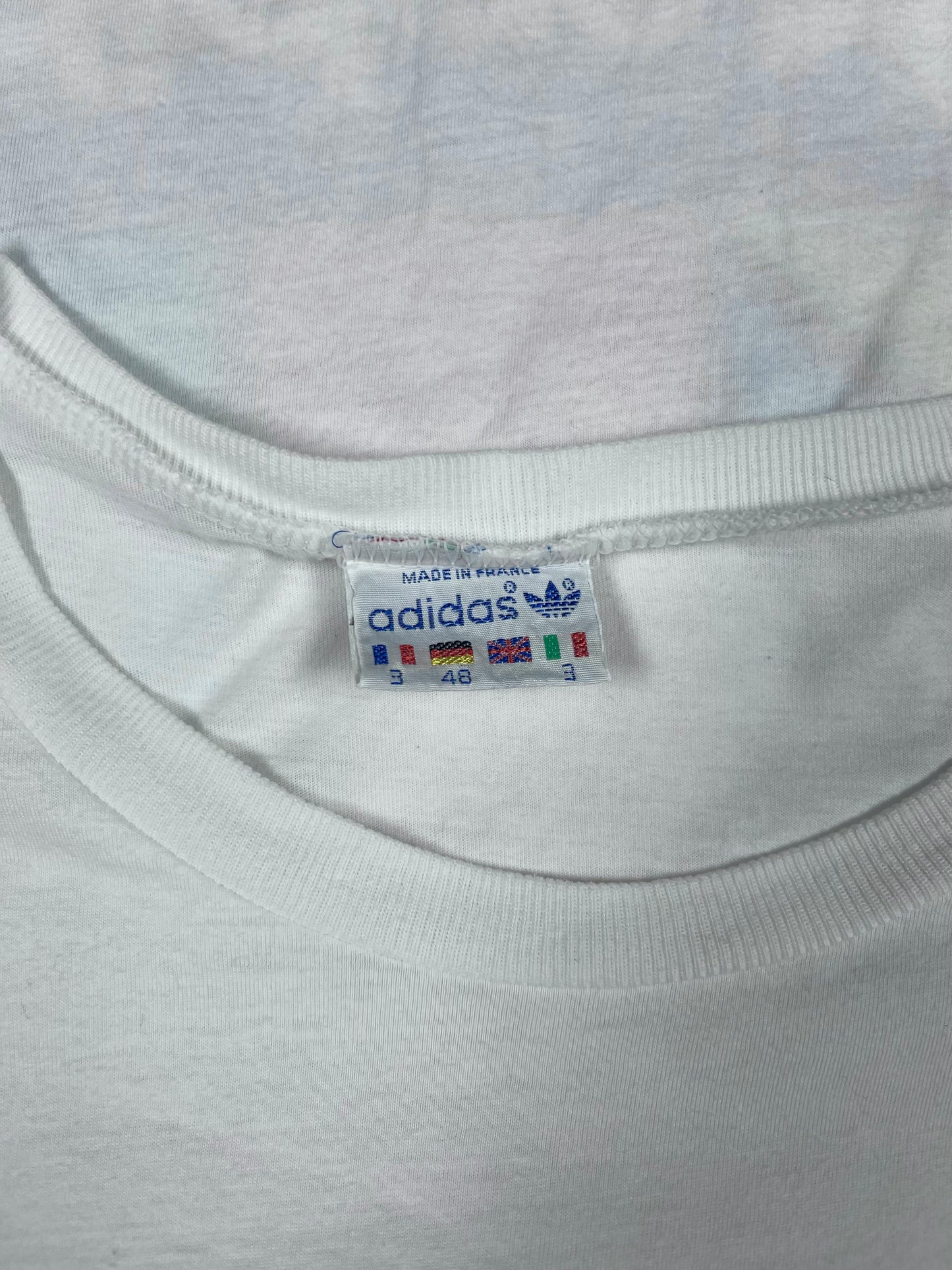 Vintage 80's Adidas Ivan Lendl Tennis T-Shirt White Memphis Design Style Made in France Size S - M
