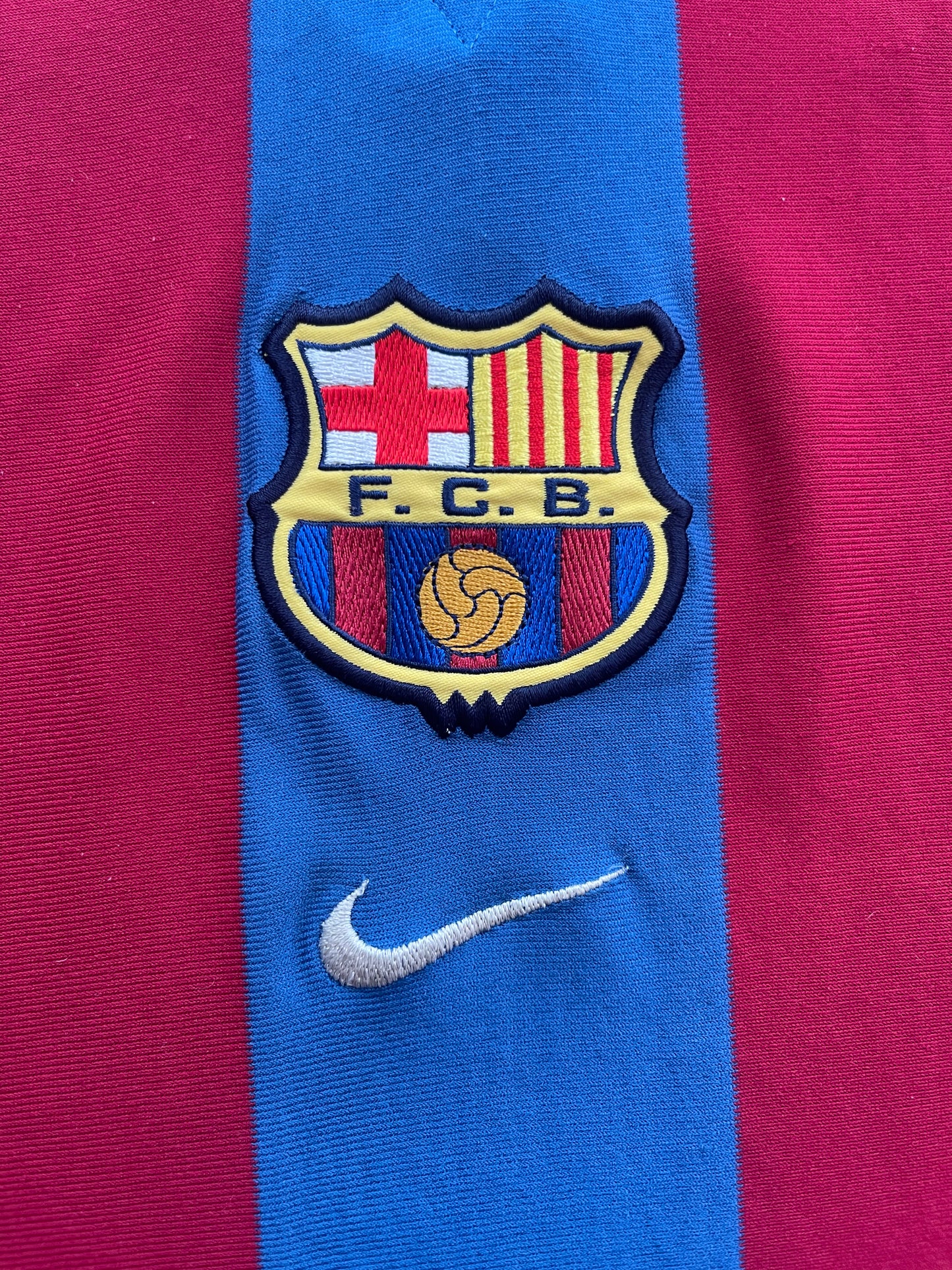 FC Barcelona Nike 2001-2002 Home Football Shirt Red Blue Dri Fit Size L-XL