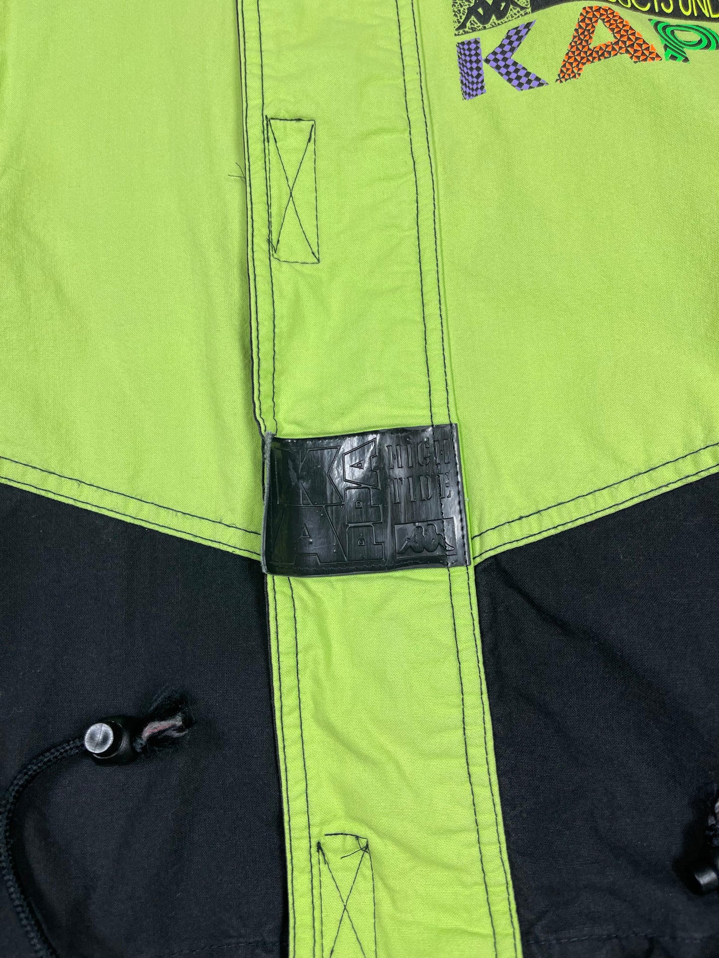 Vintage 80's Kappa Jacket Phosphorescent Green Black Volleyball Made in Italy Size M - L