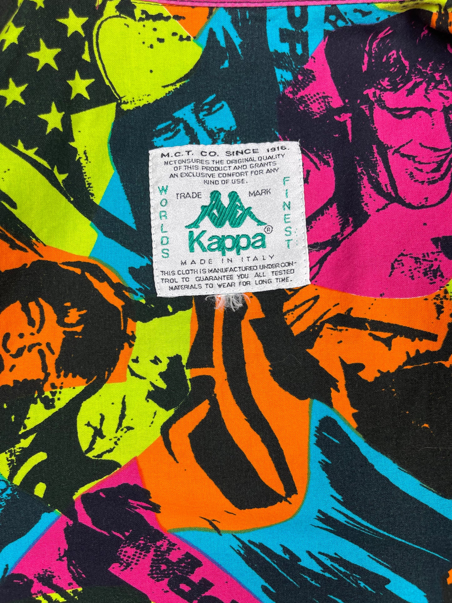 Vintage 80's Kappa Jacket Phosphorescent Green Black Volleyball Made in Italy Size M - L