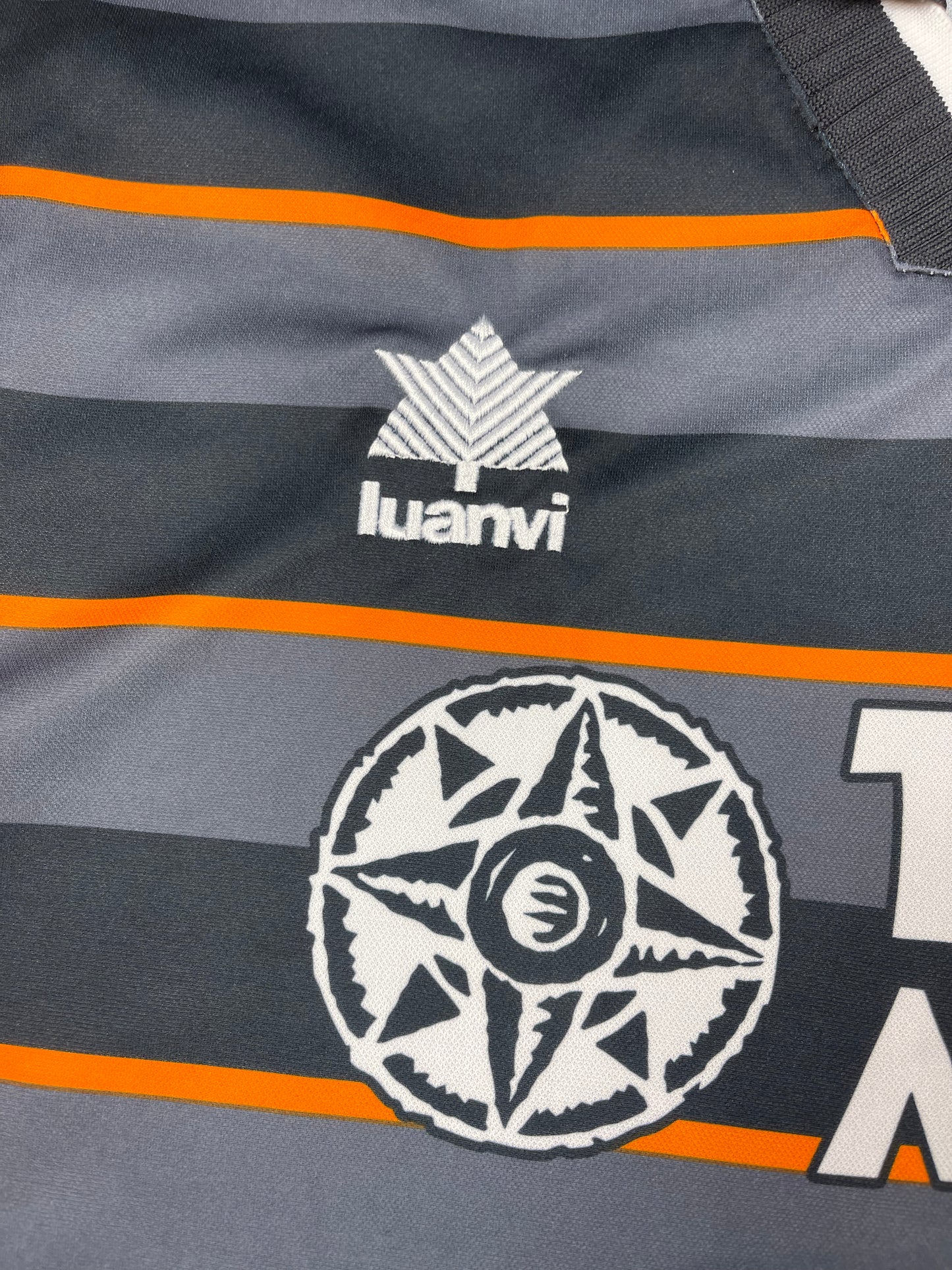 Vintage 90's Valencia Luanvi 1999-2000 Third Football Shirt Terra Mitica Made in UE Grey Black Orange Size L