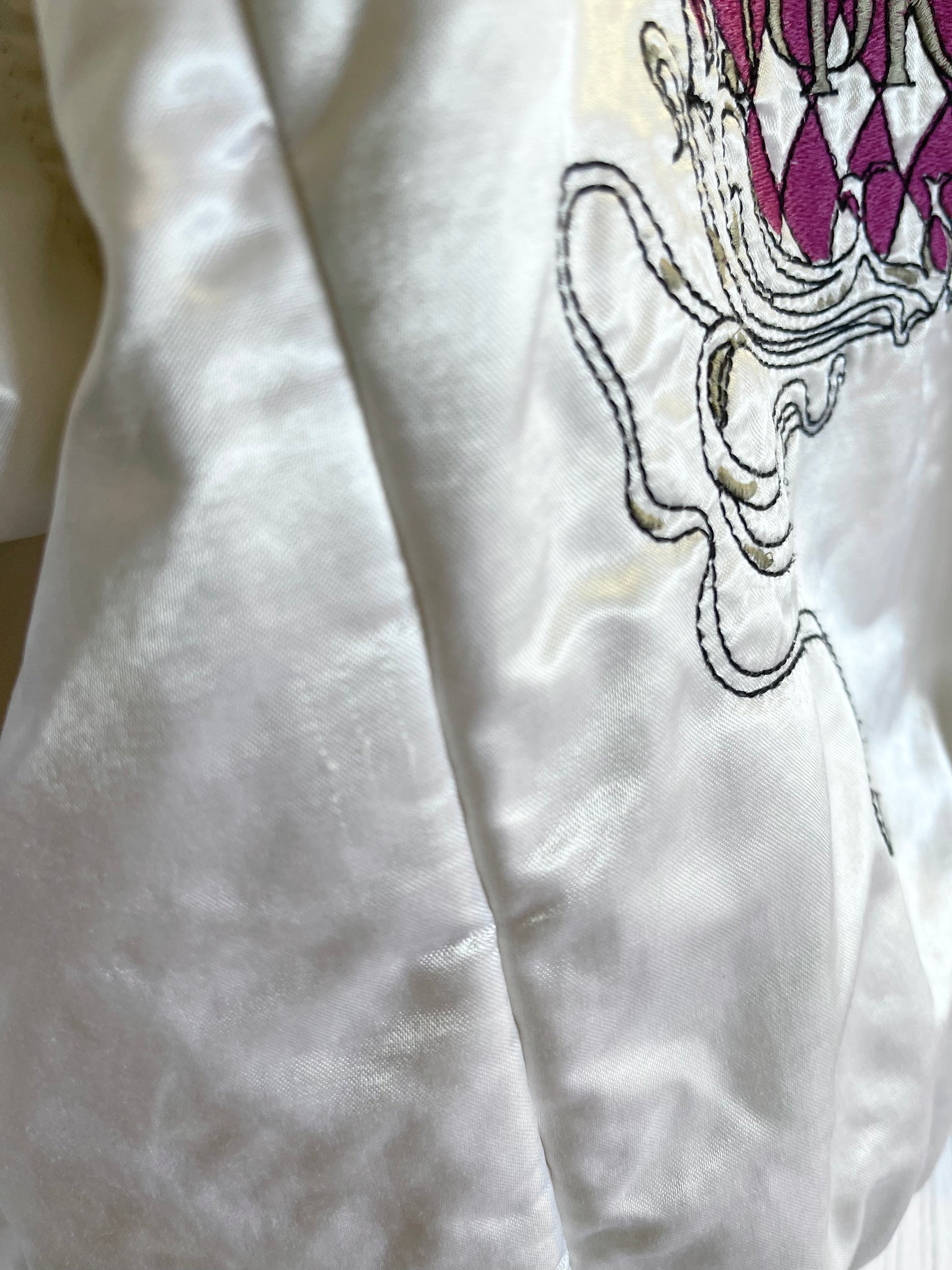 Y2K 00's Diesel Shiny White Jacket Size S-M The Lucky Gamble Flaming Dice The Jolly Joker 777