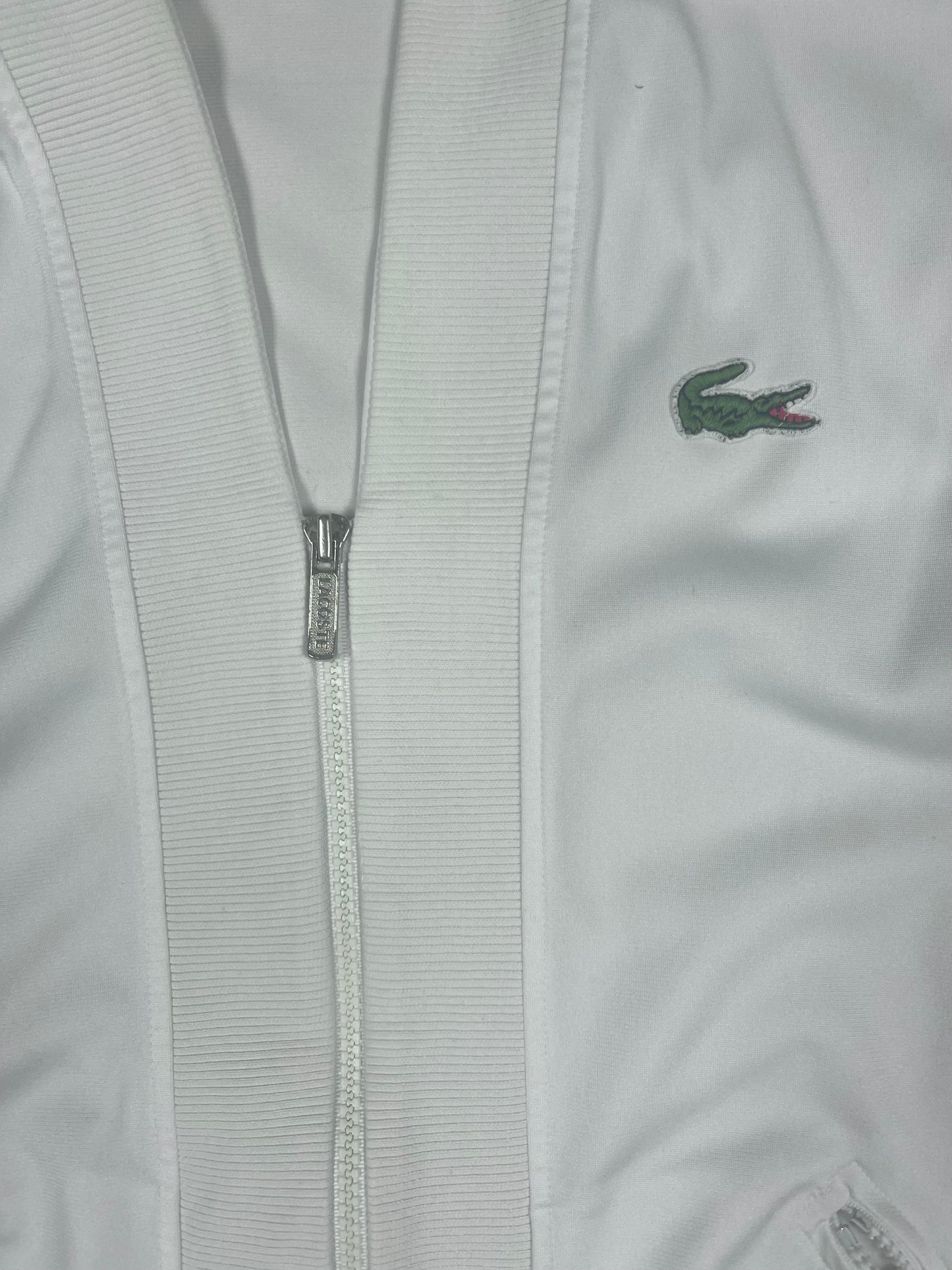 Vintage Lacoste Jacket Track Top Made in France Size M - L White Polyester