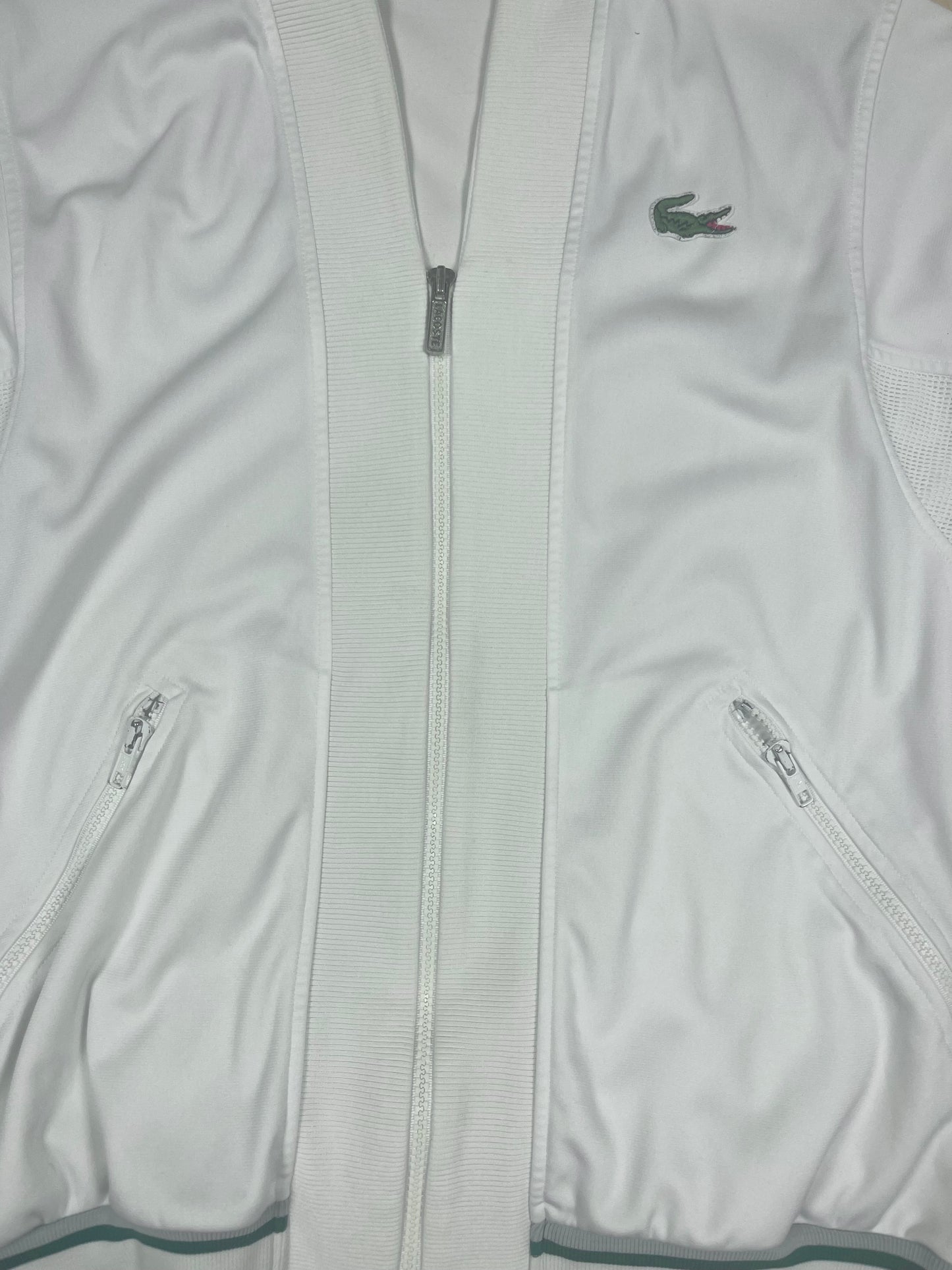 Vintage Lacoste Jacket Track Top Made in France Size M - L White Polyester