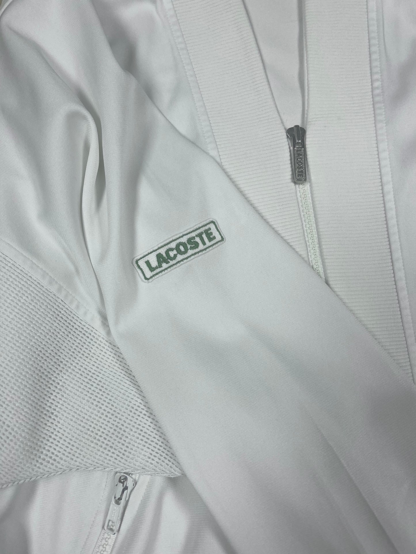 Vintage Lacoste Jacket Track Top Made in France Size M - L White Polyester