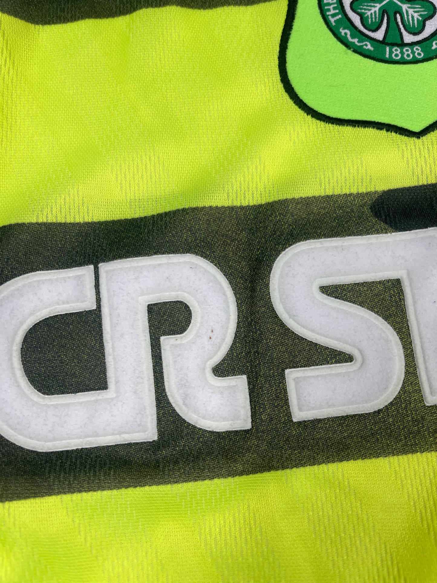 Vintage Celtic Glasgow FC Umbro 1996 - 1997 Away Football Shirt Soccer Jersey Made in England CR SMITH Neon Lime Yellow Black Size XXL