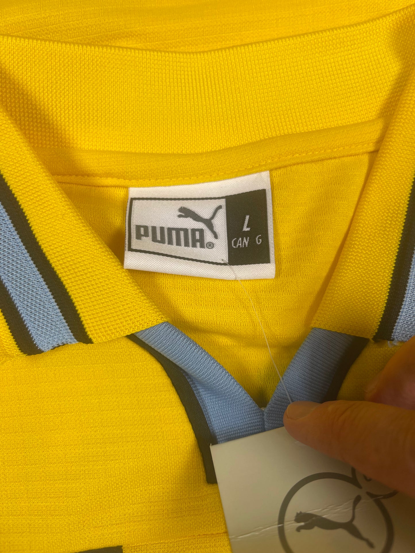 New Authentic S.S. Lazio Roma Puma Dry Cell Christian Vieri No 32 1998 - 1999 Away Third Football Shirt Size L Cirio Yellow Blue BNWT Deadstock NOS