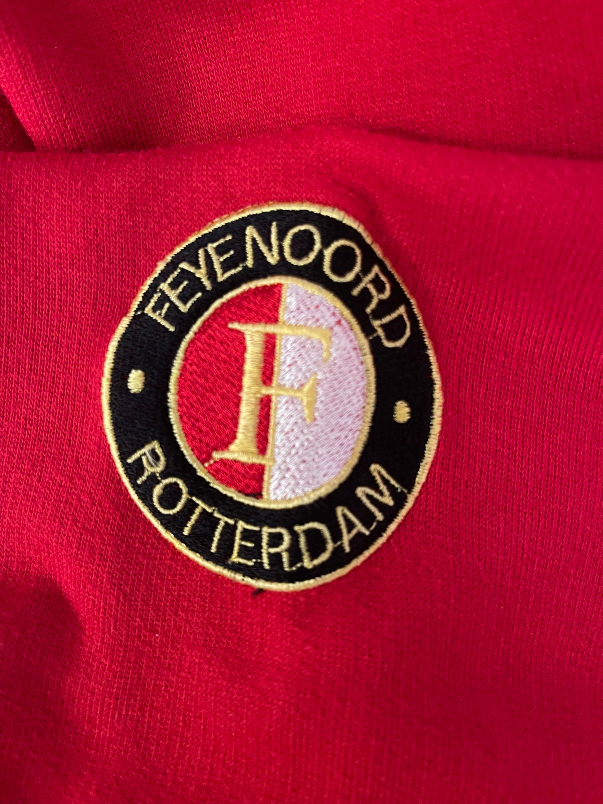 Rare 90's Feyenoord Rotterdam Adidas Sweatshirt CrewNeck Red Stad Rotterdam Verzekeringen Size XL Heavy Cotton