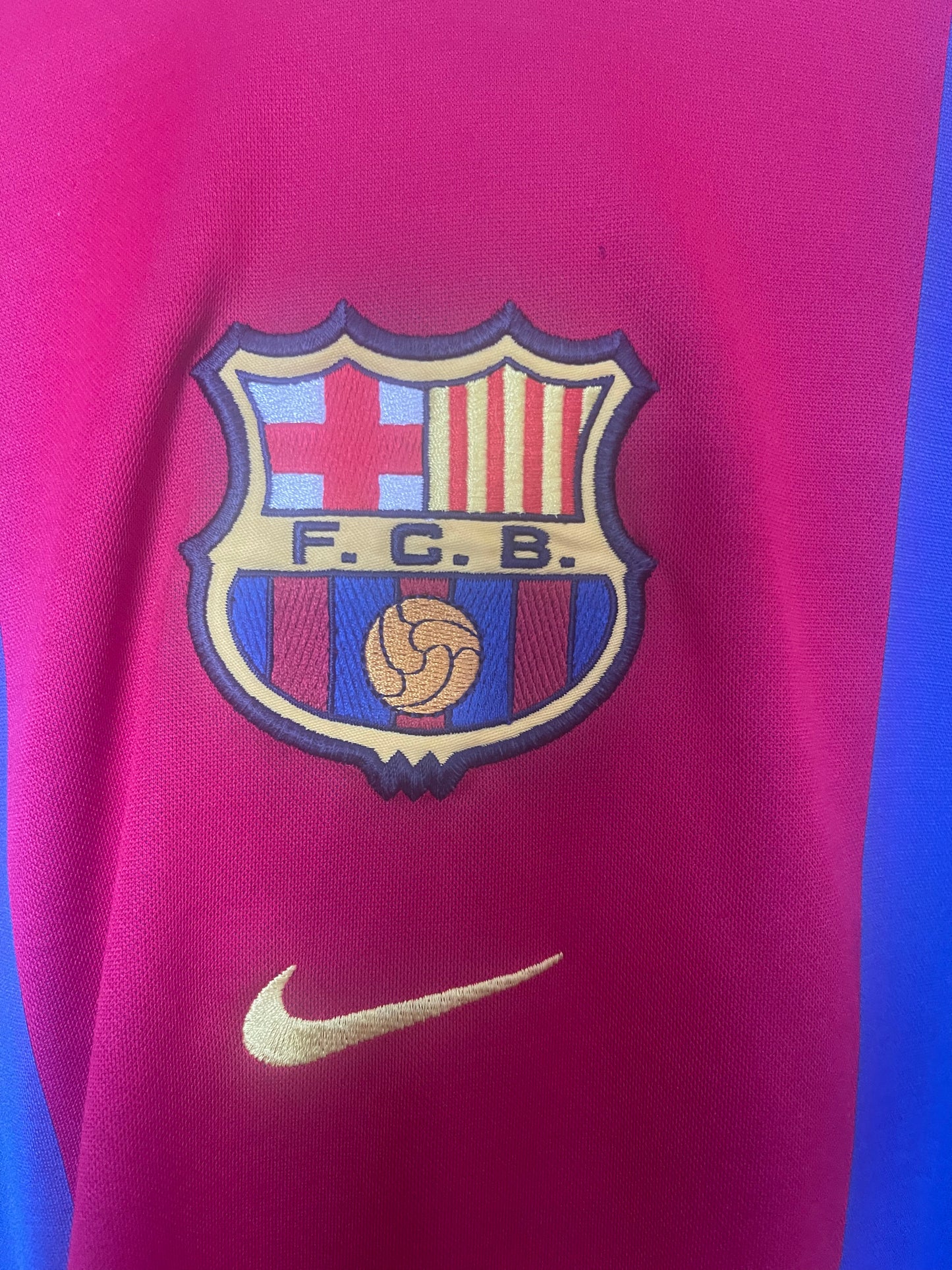 Vintage Barcelona Nike 1999 - 2001 Home Football Shirt Cactus Jack Travis Scott Skeletal Graphic DRI FIT 1899 Centenary Red Blue Made in UK Size XL