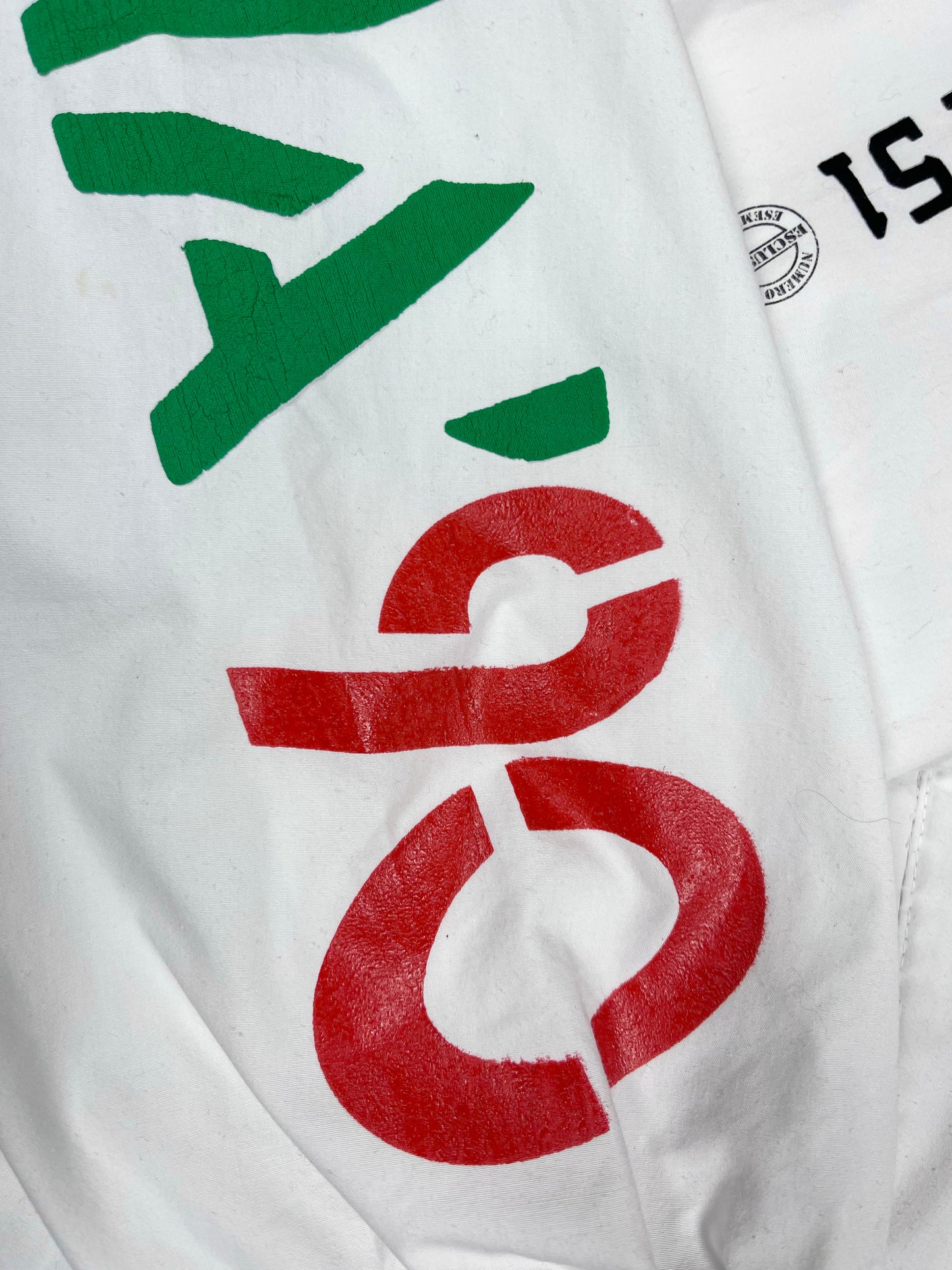 ⚽️🏆Vintage Authentic World Cup Italia 90 La Grande Finale Della Coppa Del Mondo Mascot Mascotte Numero Di Esemplari Esclusivo 751 Di 1000 Limited Edition Size M Made in Korea Boxy 1/4 Double Zip Sweatshirt Jacket White Green Red
