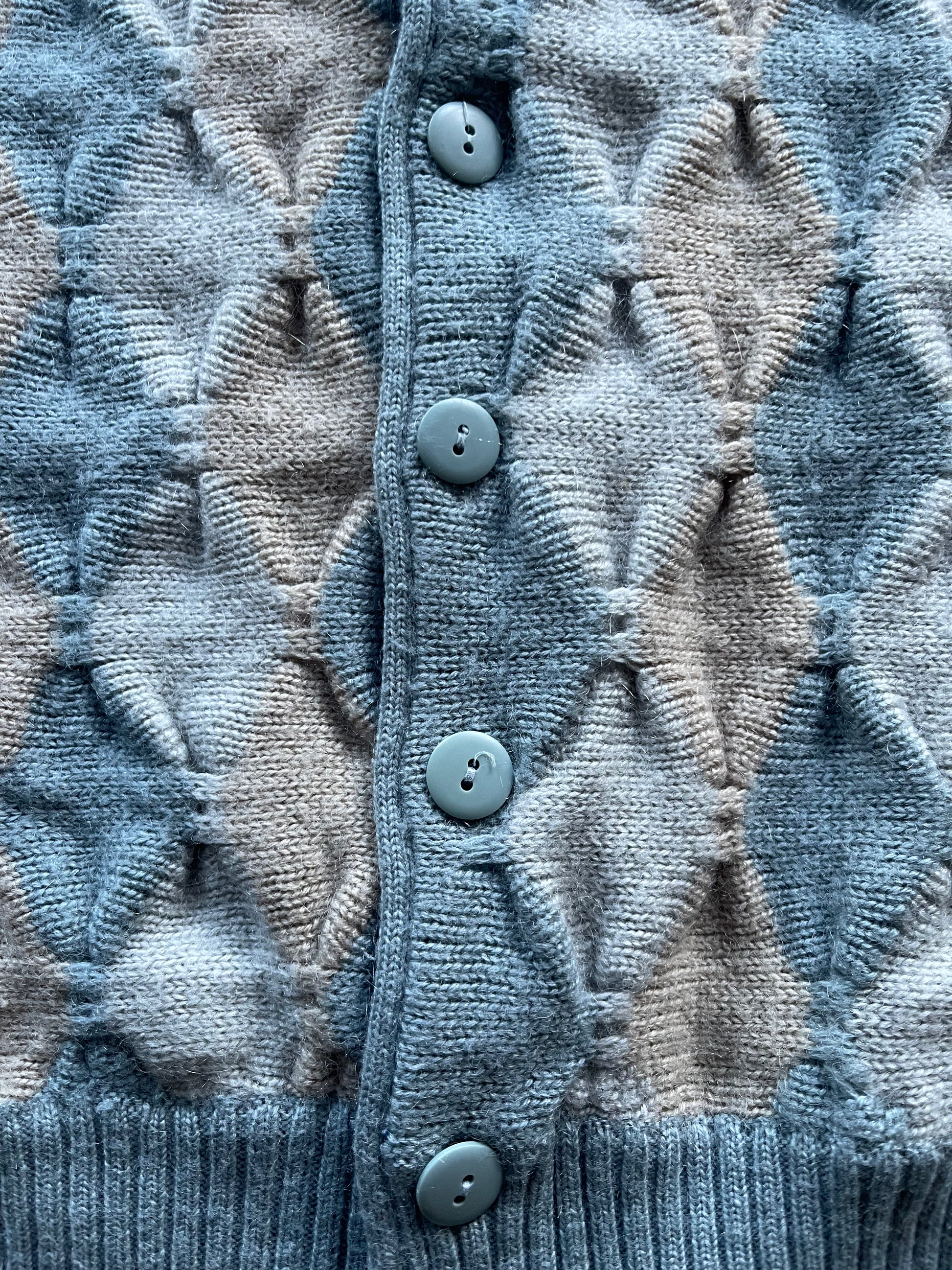 Vintage 80's Lacoste Chemise Cardigan Made in Spain Size M L Soft Grey Earthy Beige Stormy Blue