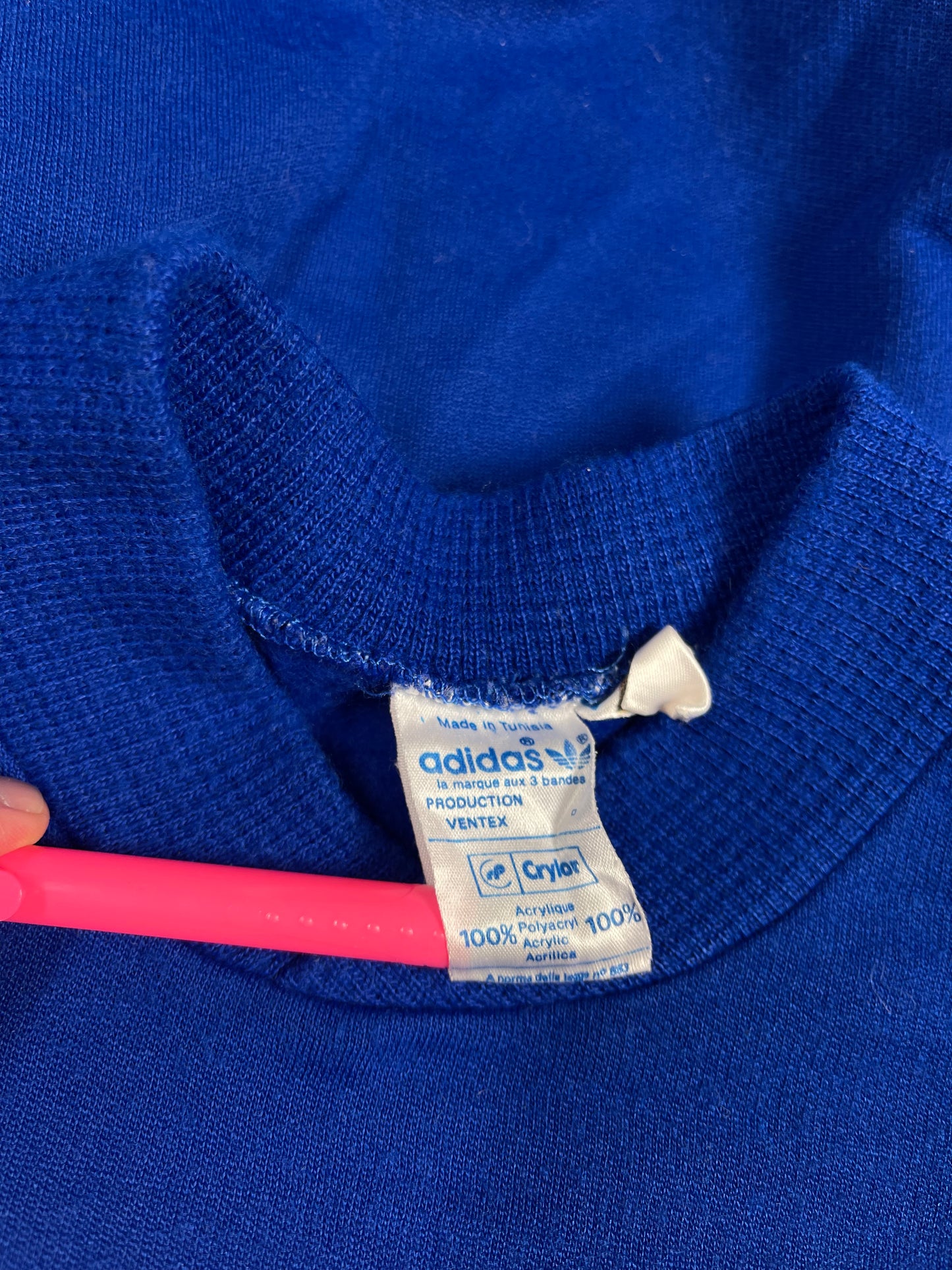 🇫🇷⚽️Vintage 1984 Adidas Ventex Sweatshirt France Template / Design Euro 1984 World Cup 1998 Size S Blue Red White Polyacryl Acrylic