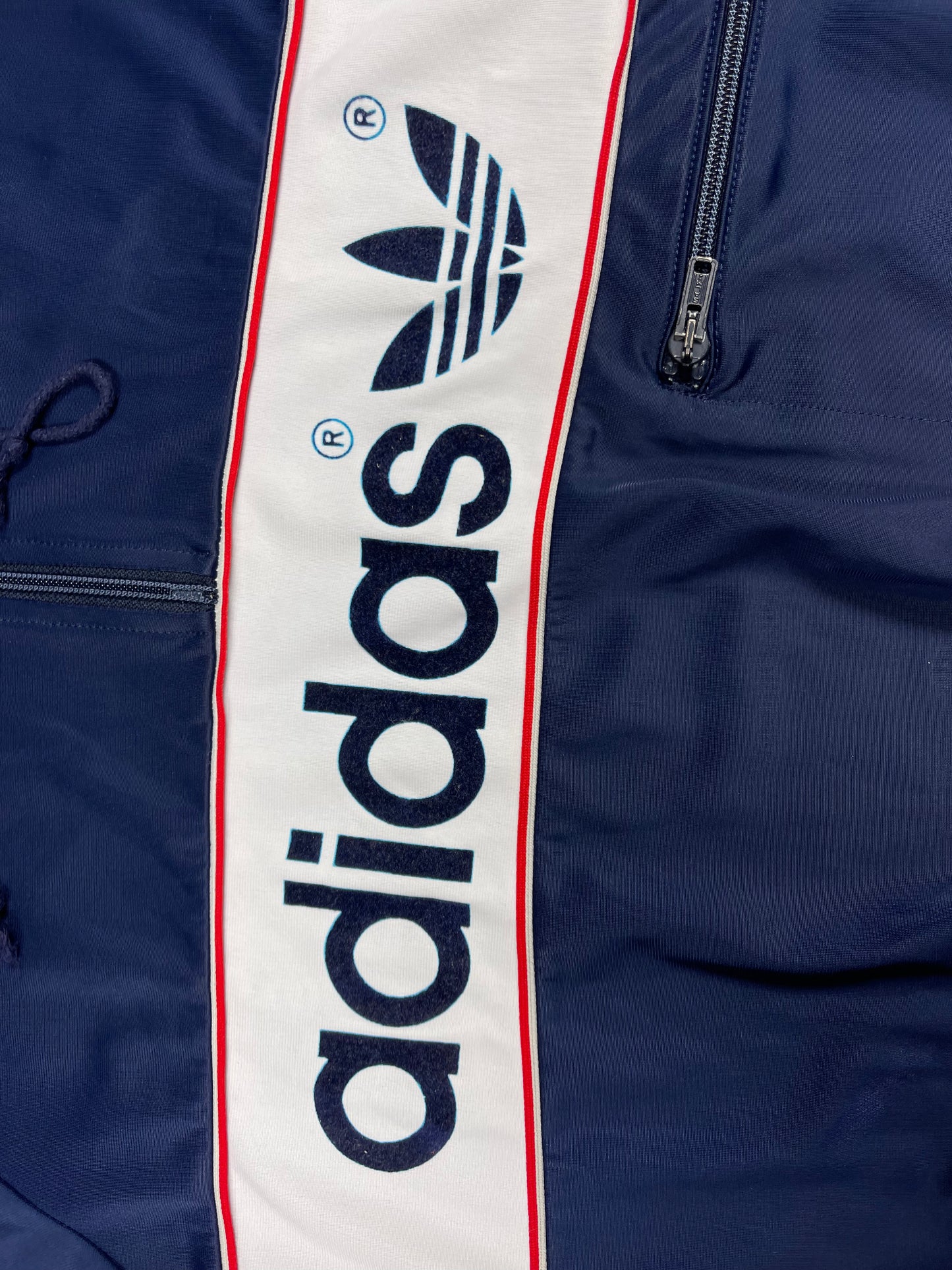 Vintage 80's Adidas Sweatshirt Hoodie Made in West Germany Quarter 1/4 Zip Blue White Polyester