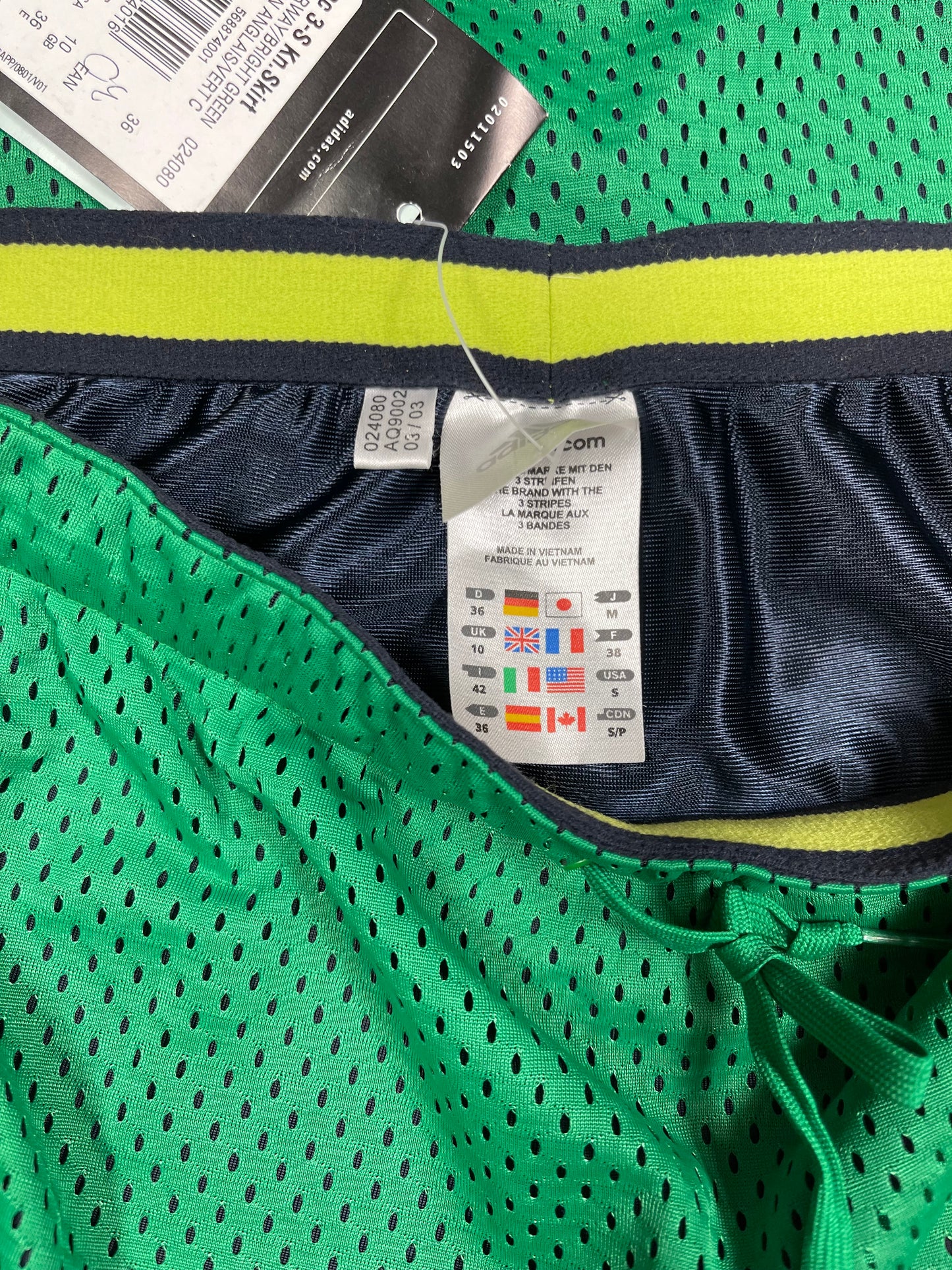 New Y2K Adidas Reversible Midi Skirt 2003 Size S Green NOS DeadStock BNWT DS
