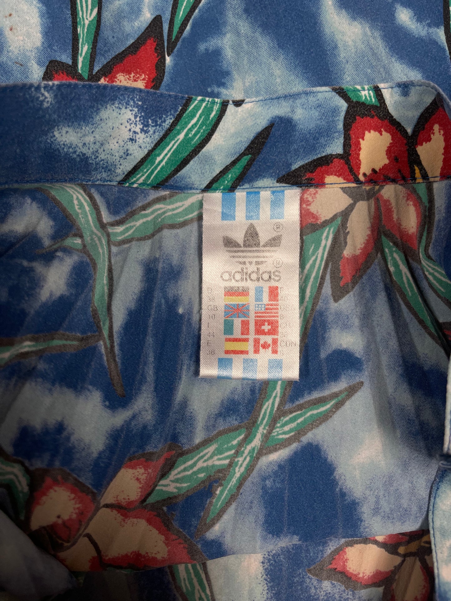 Vintage 90's Adidas Steffi Graf Tennis Pleated Skirt Style Collection Flowers Botanical Tropical Blue Polyester Size S- M