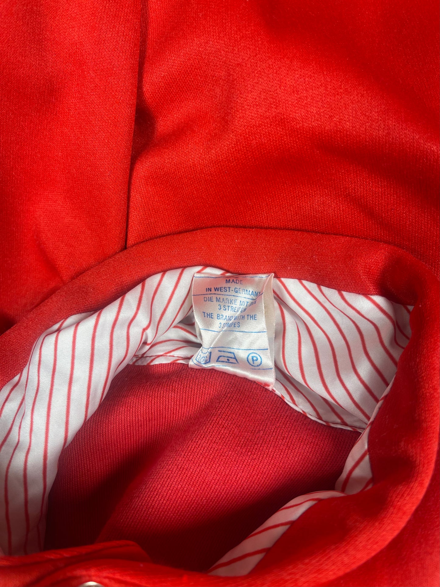 Vintage Adidas 70's 80's Track Top Jacket Red White Stripes Made in West Germany Size S-M