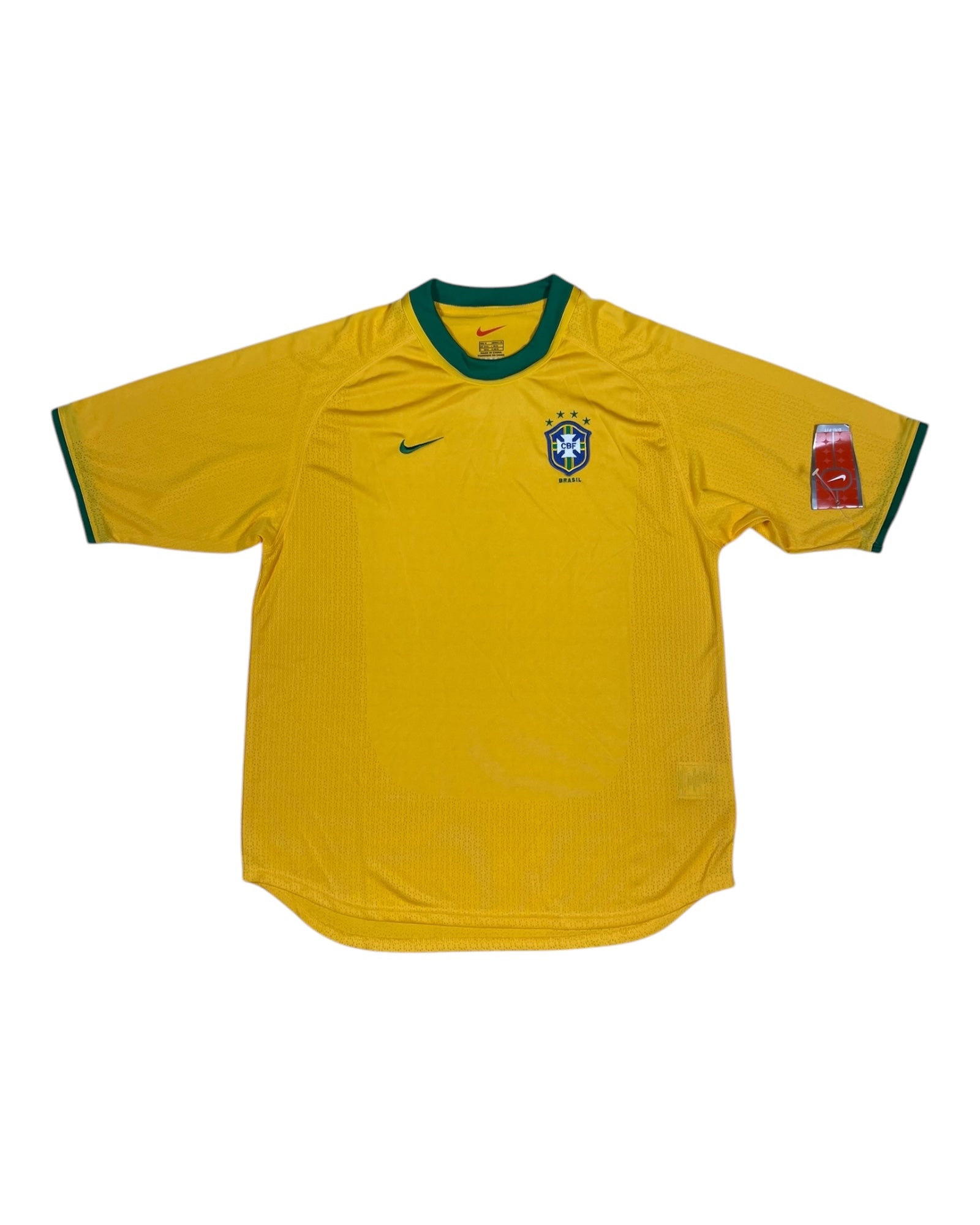 🇧🇷New Authentic Brazil Brasil Nike 2000-2001 Home Football Shirt Yellow Green DRI FIT Deadstock NOS BNWT Size L