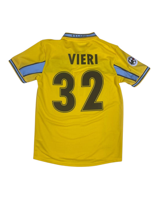 New Authentic S.S. Lazio Roma Puma Dry Cell Christian Vieri No 32 1998 - 1999 Away Third Football Shirt Size L Cirio Yellow Blue BNWT Deadstock NOS