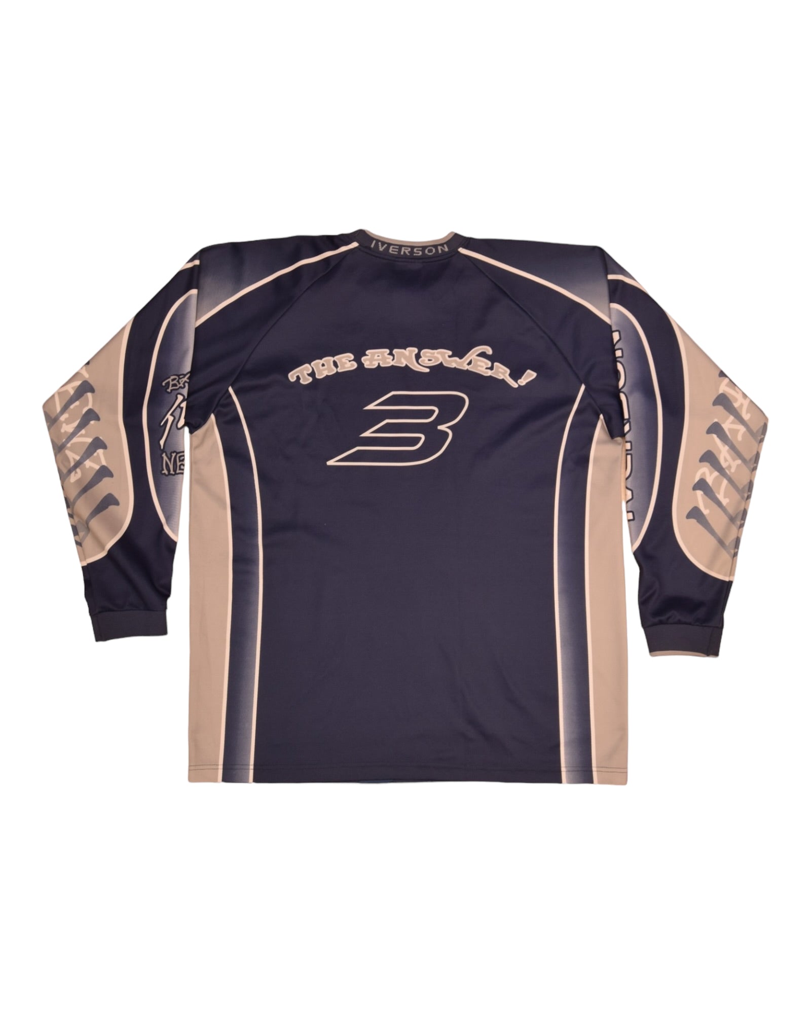 Allen Iverson 3 The Answer Reebok Limited Edition 00's Y2K Motocross Motorsport Motorcycle BMX Racing Bed Newz Size XL-XXL Long Sleeve Blue Grey NBA