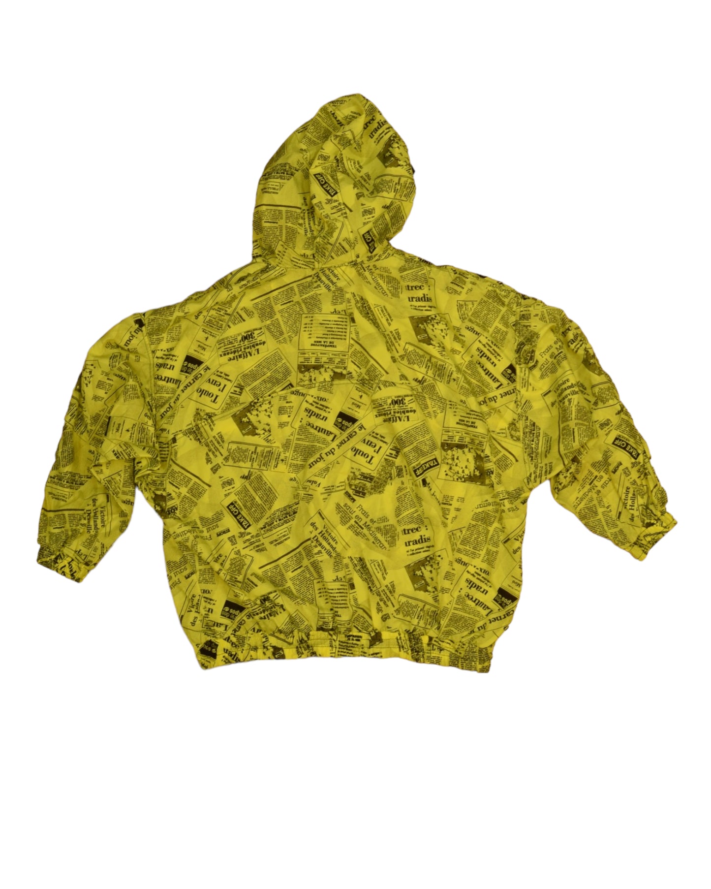 Vintage Adidas Take Off Jacket Shell NewsPaper 1/4 Zip Fluorescent Neon Yellow Size M L