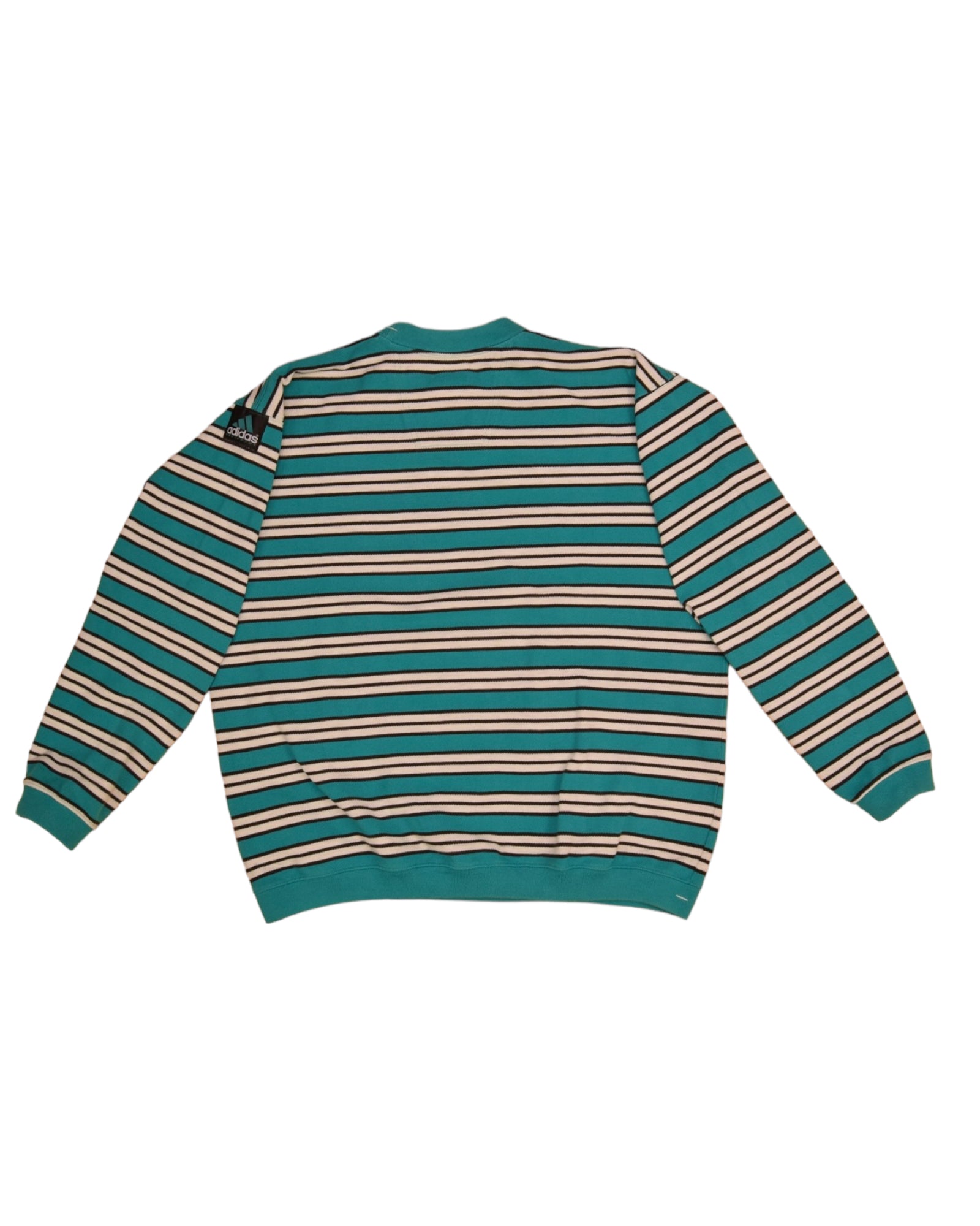 Vintage Adidas Equipment Sweatshirt Crew Neck Stripes Green White Black Size L