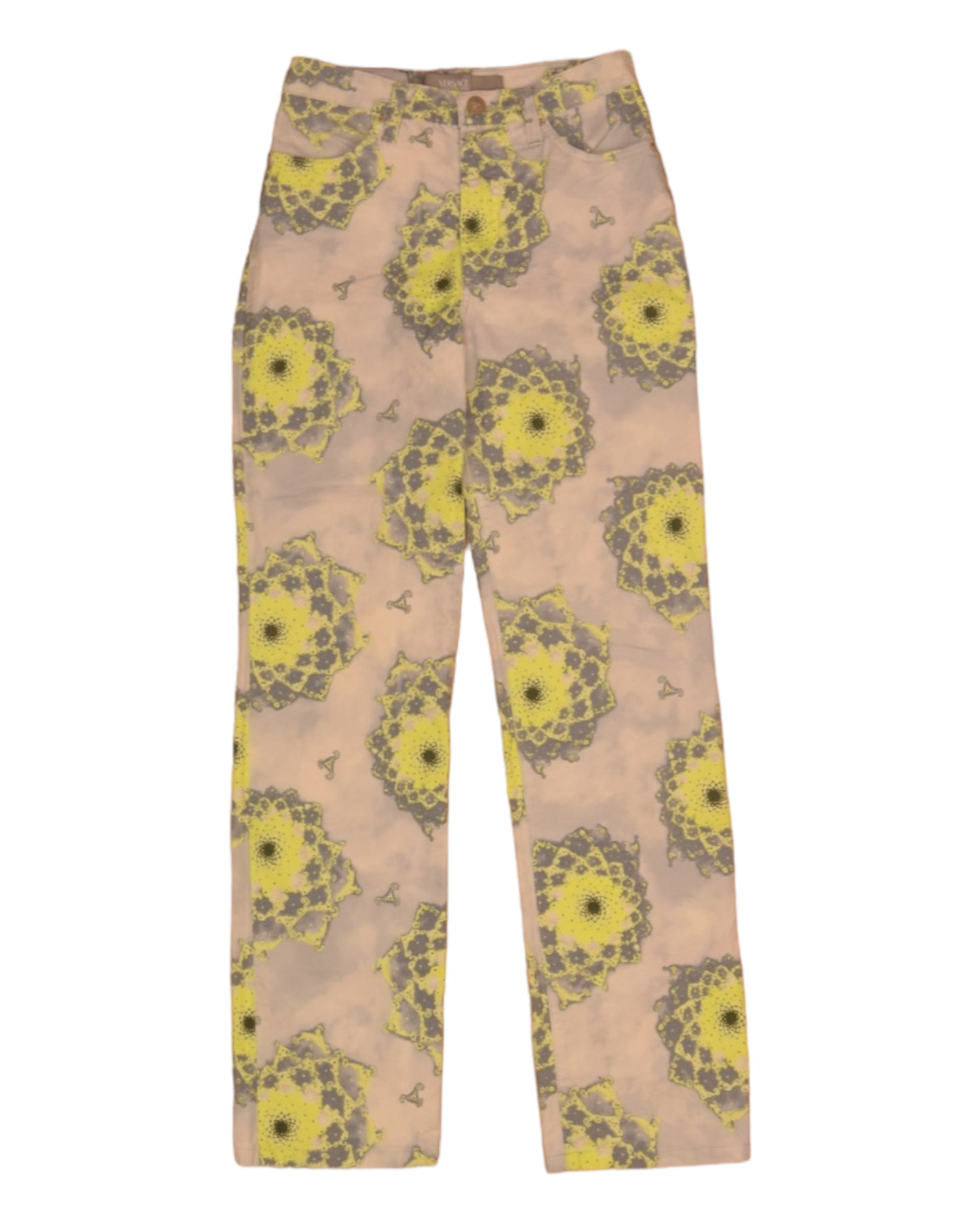Y2K Versace Jeans Couture Trousers Made in Italy Size Abstract Pattern Multicolour