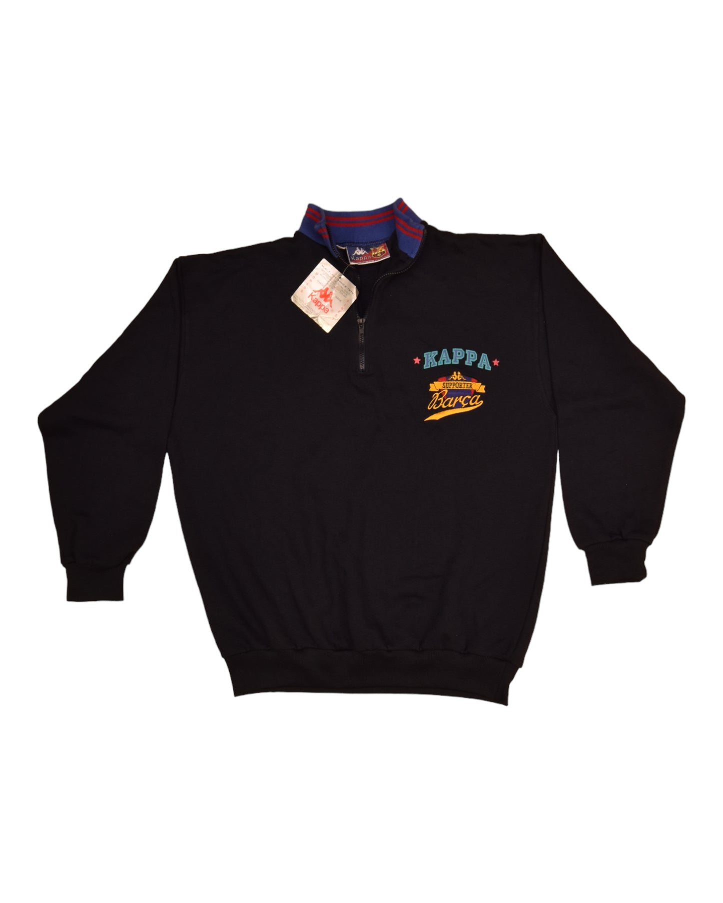 Rare Vintage N0S BNWT FC Barcelona Kappa Supporter Barça 1992-1995? Sweatshirt Size M Quarter 1/4 Zip Deadstock