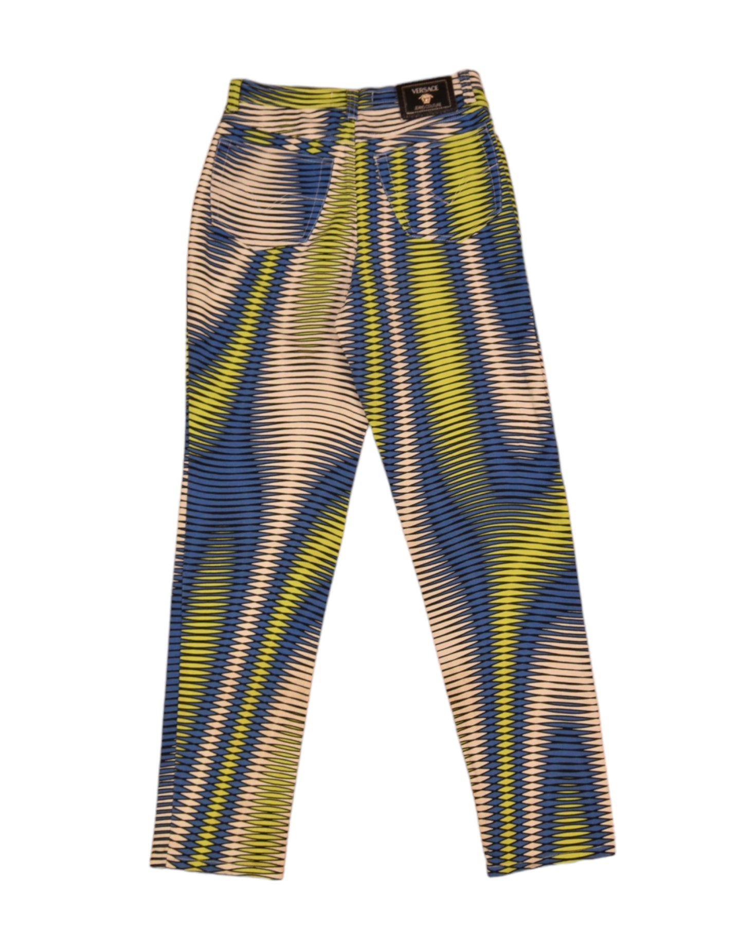 90's Versace Jeans Couture Opt Art Psyhadelic Geometric Stretch Made in Italy High Waist