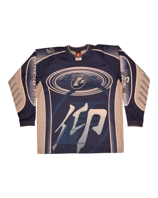 Allen Iverson 3 The Answer Reebok Limited Edition 00's Y2K Motocross Motorsport Motorcycle BMX Racing Bed Newz Size XL-XXL Long Sleeve Blue Grey NBA