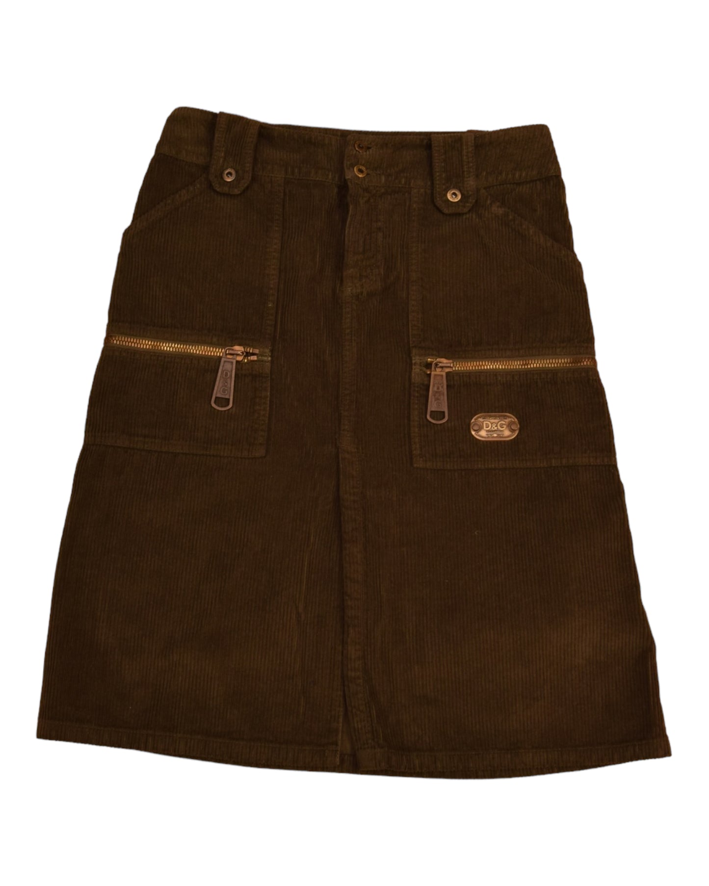 Vintage D&G Dolce & Gabbana Skirt Corduroy Grey - Khaki Size S