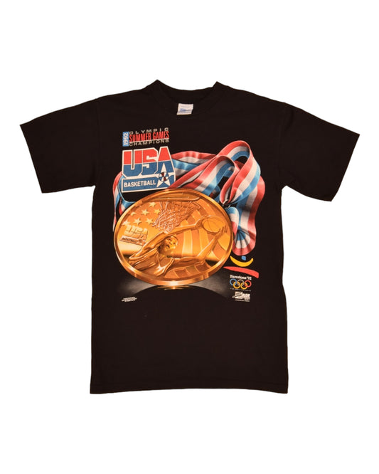 USA Basketball Barcelona 1992 Dream Team Olympic Summer Games Champions Salem Sportswear Graphic T-Shirt 100% Cotton New Buffalo Shirt Factory 1991 Gardner Graphics Magic Johnson Single Stitch