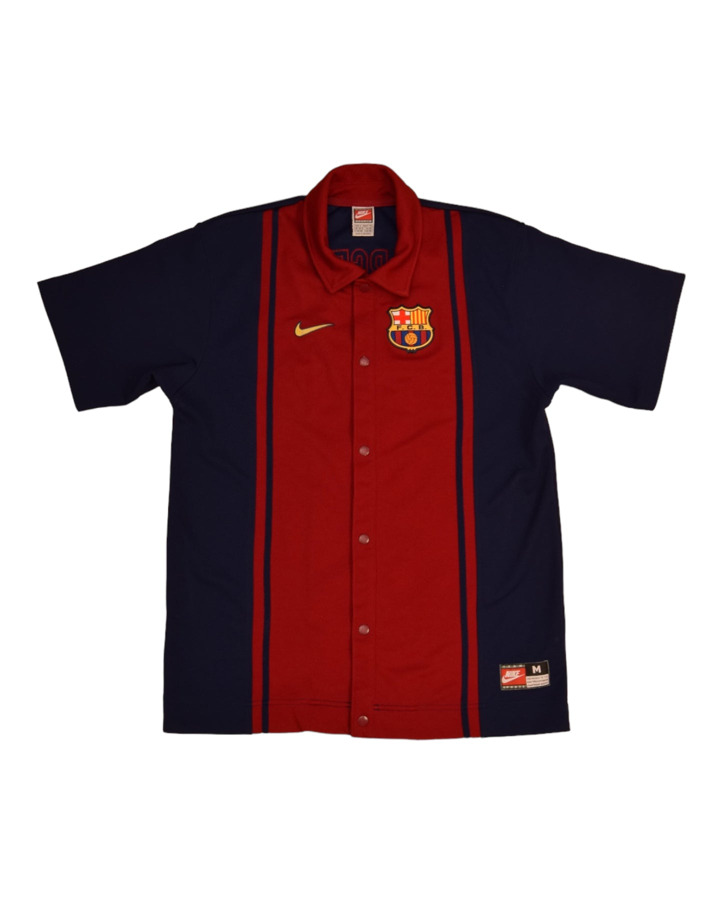 Ultra Rare FC Barcelona Nike Team 1998 Baseball Jersey Football Shirt Size M Red Blue