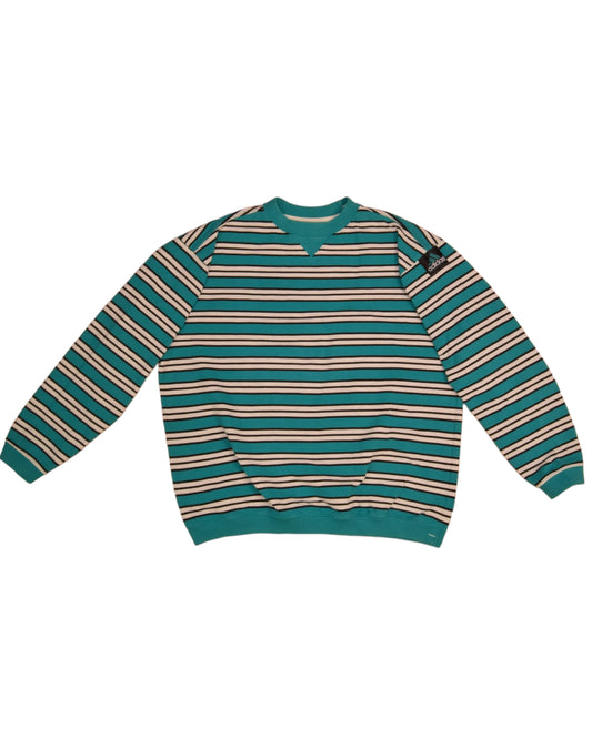 Vintage Adidas Equipment Sweatshirt Crew Neck Stripes Green White Black Size L