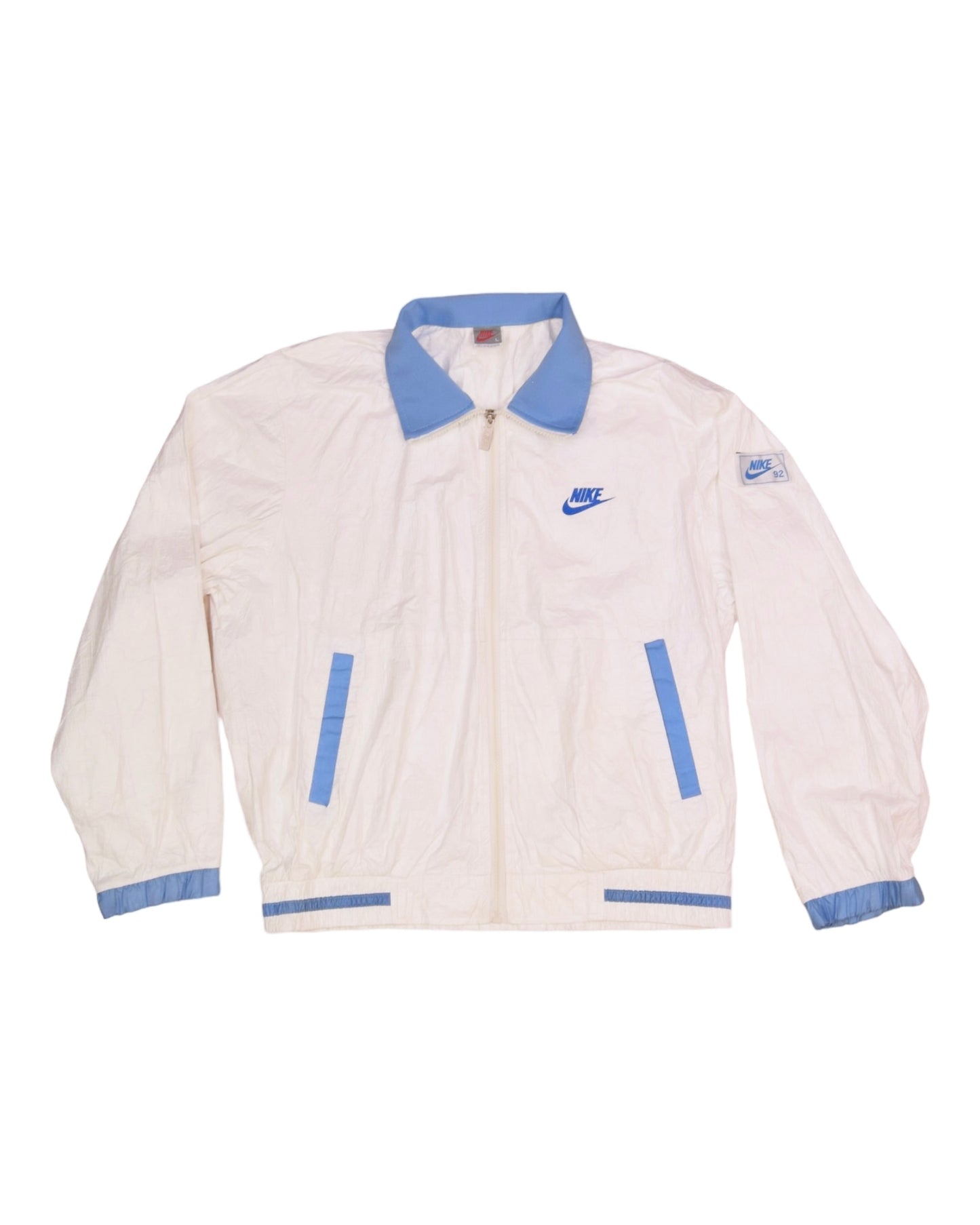 Vintage Nike 1992 Olympics Jacket Size L Made in Korea White Barcelona 1992 Seoul 1988 Los Angeles 1984 Moscow 1980 Montreal 1976 Munich 1972 Mexico City 1968 Tokyo 1964 Rome 1960