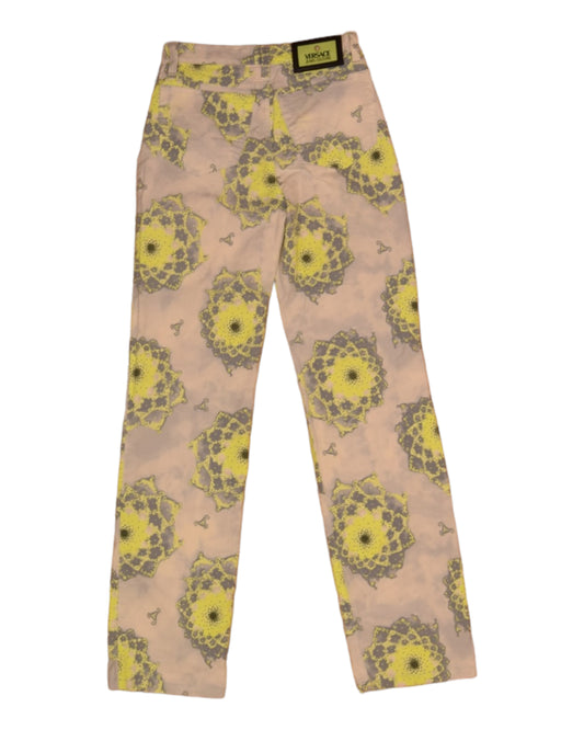 Y2K Versace Jeans Couture Trousers Made in Italy Size Abstract Pattern Multicolour