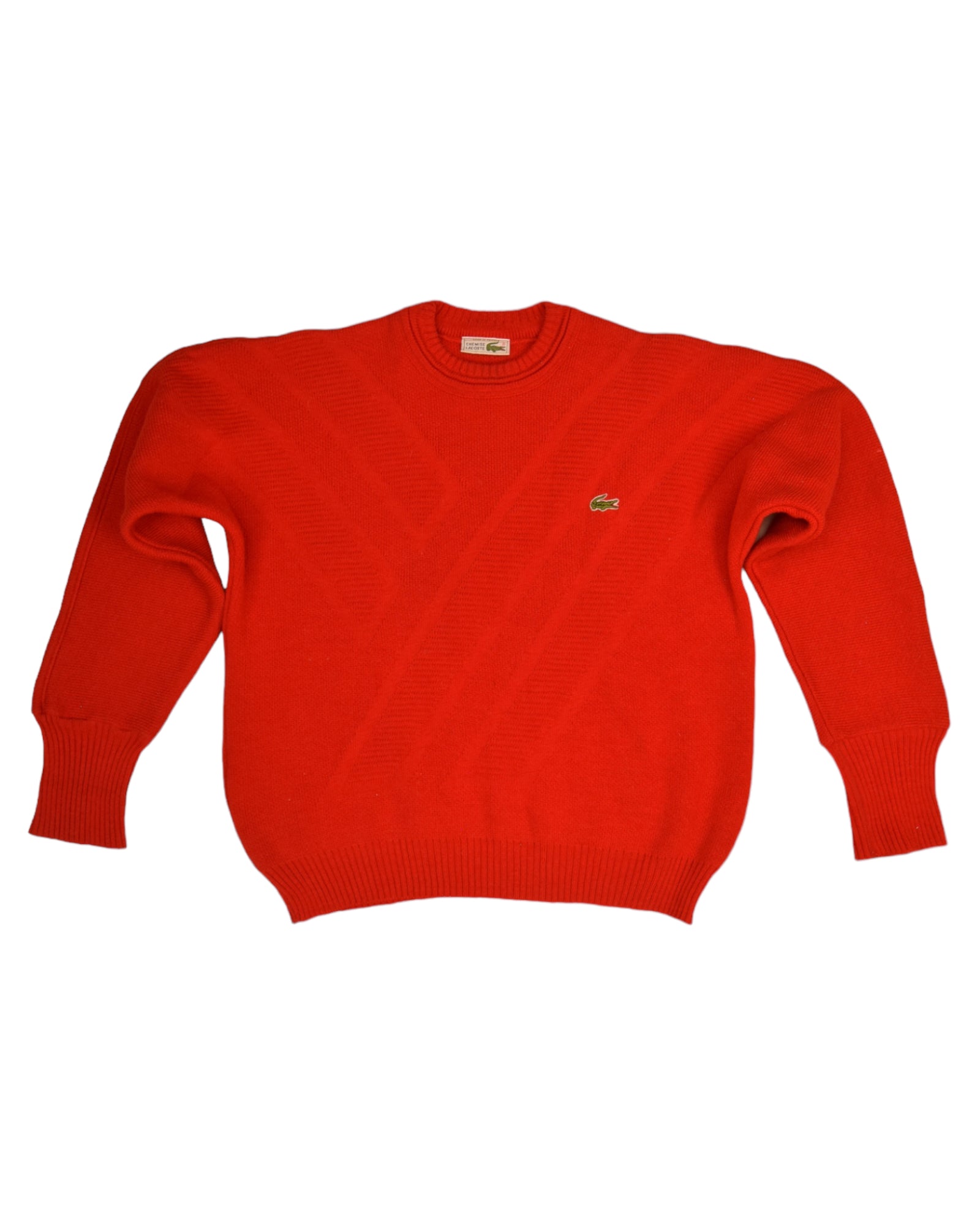 Vintage 80's Lacoste Jumper Red Wool Acrylic Made in France Chemise Size M-L