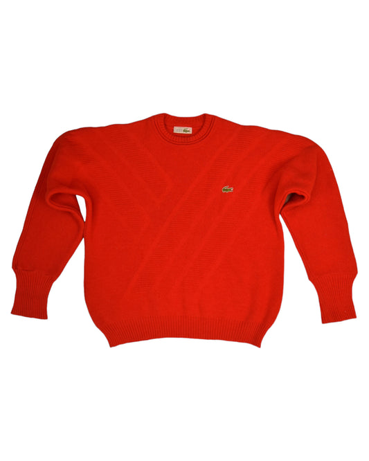 Vintage 80's Lacoste Jumper Red Wool Acrylic Made in France Chemise Size M-L