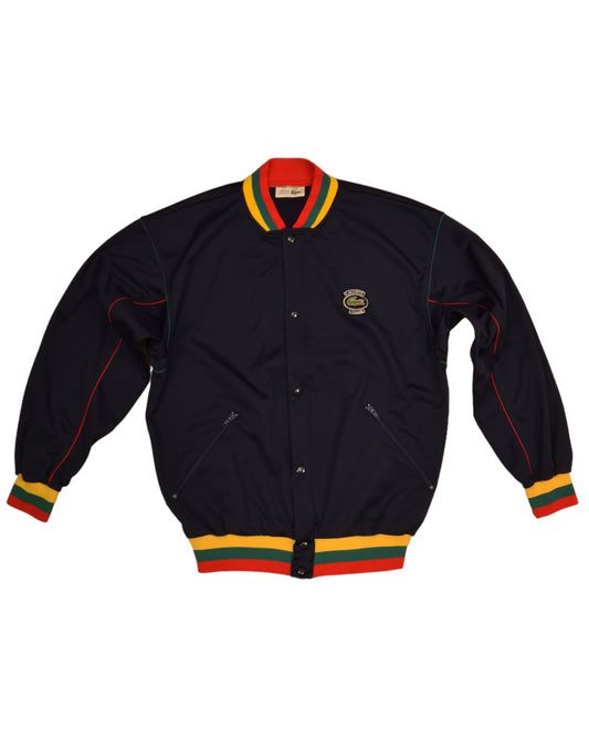 Vintage 80's Lacoste Club Jacket Made in France Blue Size M-L with Zipper and Staples