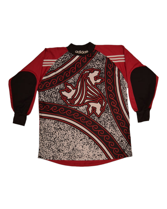 90's Adidas Etrusco Goalkeeper Football Shirt Template 1990 - 2000 Made in England Size XL Burgundy Black Grey Long Sleeve