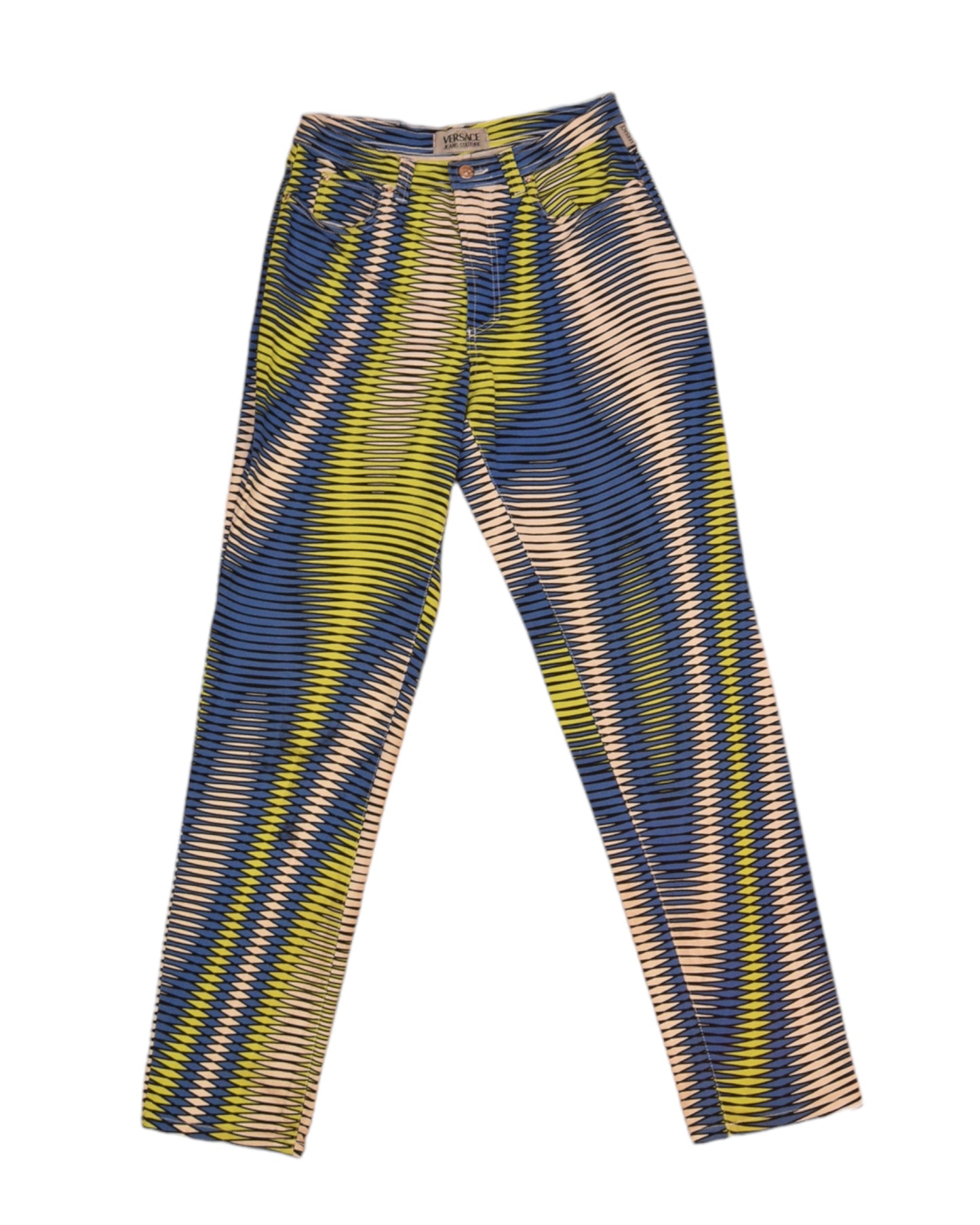 90's Versace Jeans Couture Opt Art Psyhadelic Geometric Stretch Made in Italy High Waist
