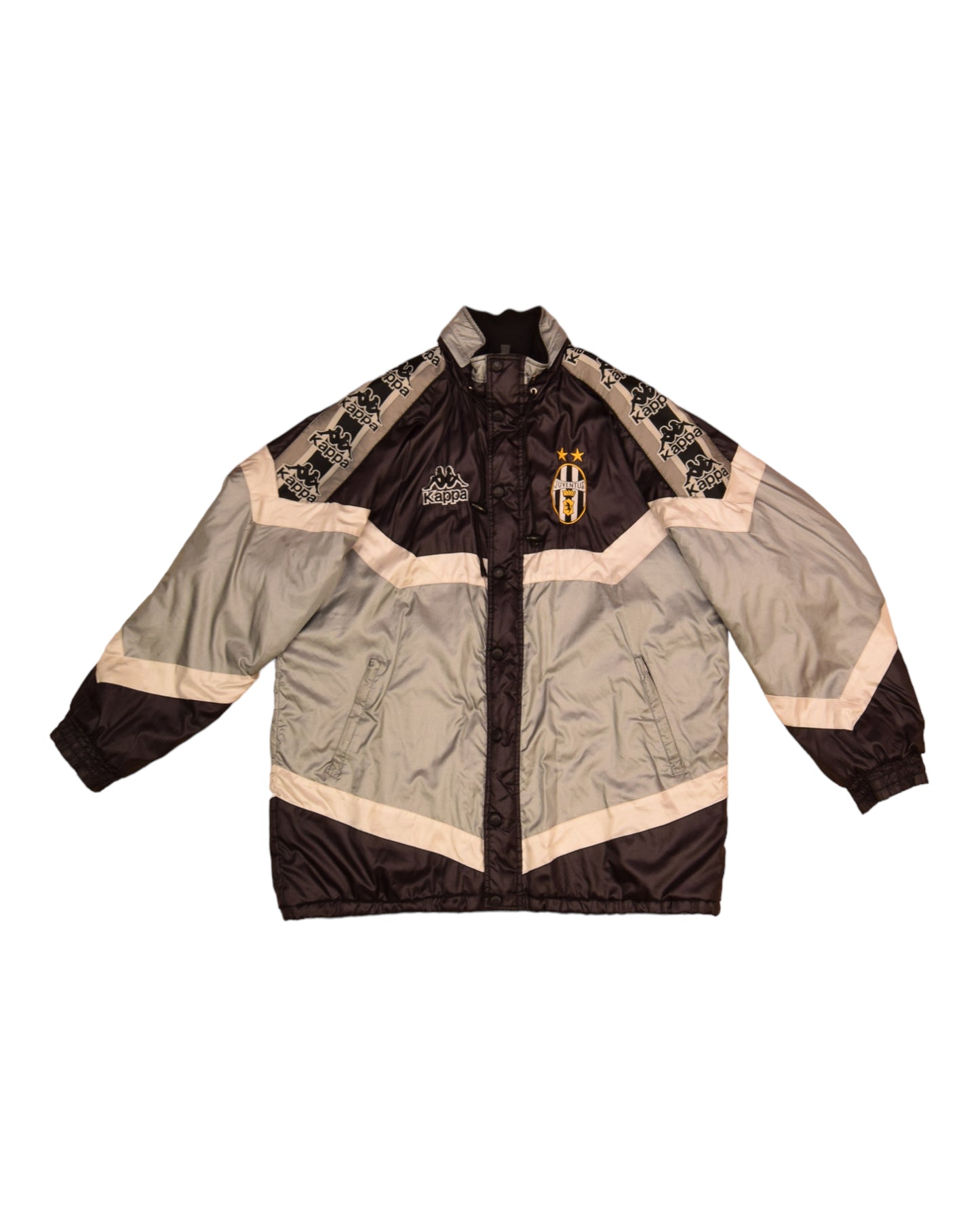 Juventus Kappa 1995-1997 Thick Jacket Size XL Black Silver Grey