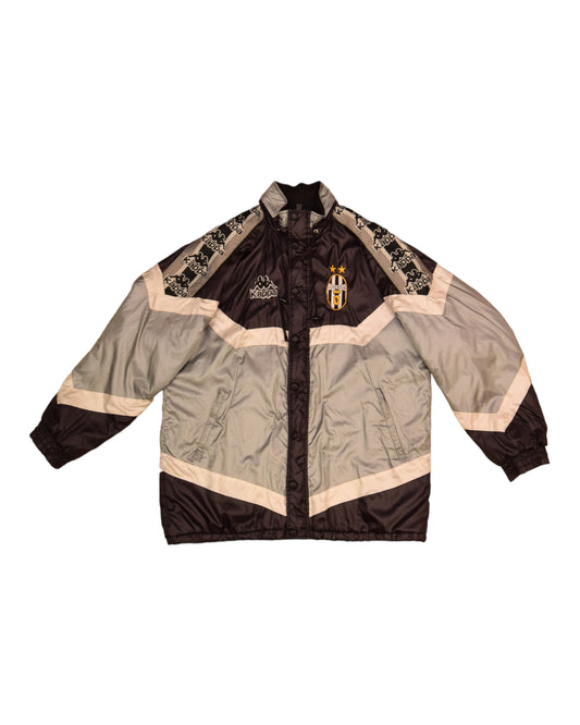 Juventus Kappa 1995-1997 Thick Jacket Size XL Black Silver Grey