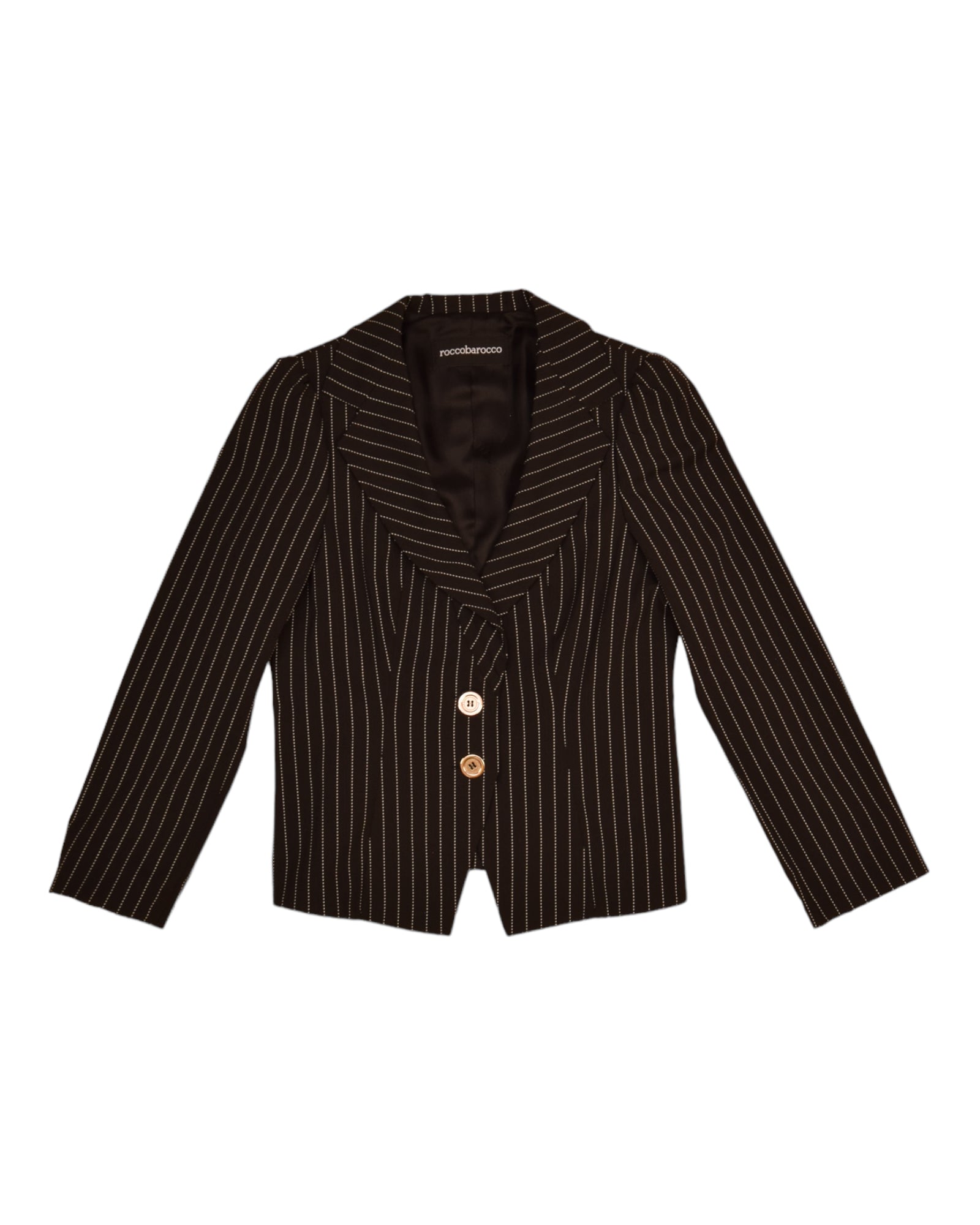 Y2K 2000's RoccoBarocco Blazer Made in Italy Black With White Stripes
