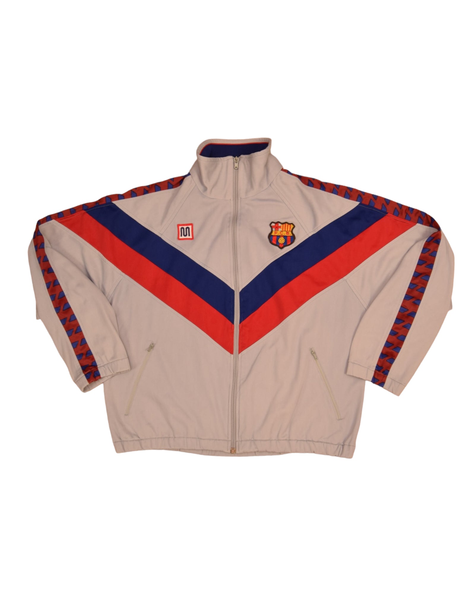 FC Barcelona Meyba 1984-1989 Jacket Size Grey Red Blue Made in Spain Size L-XL