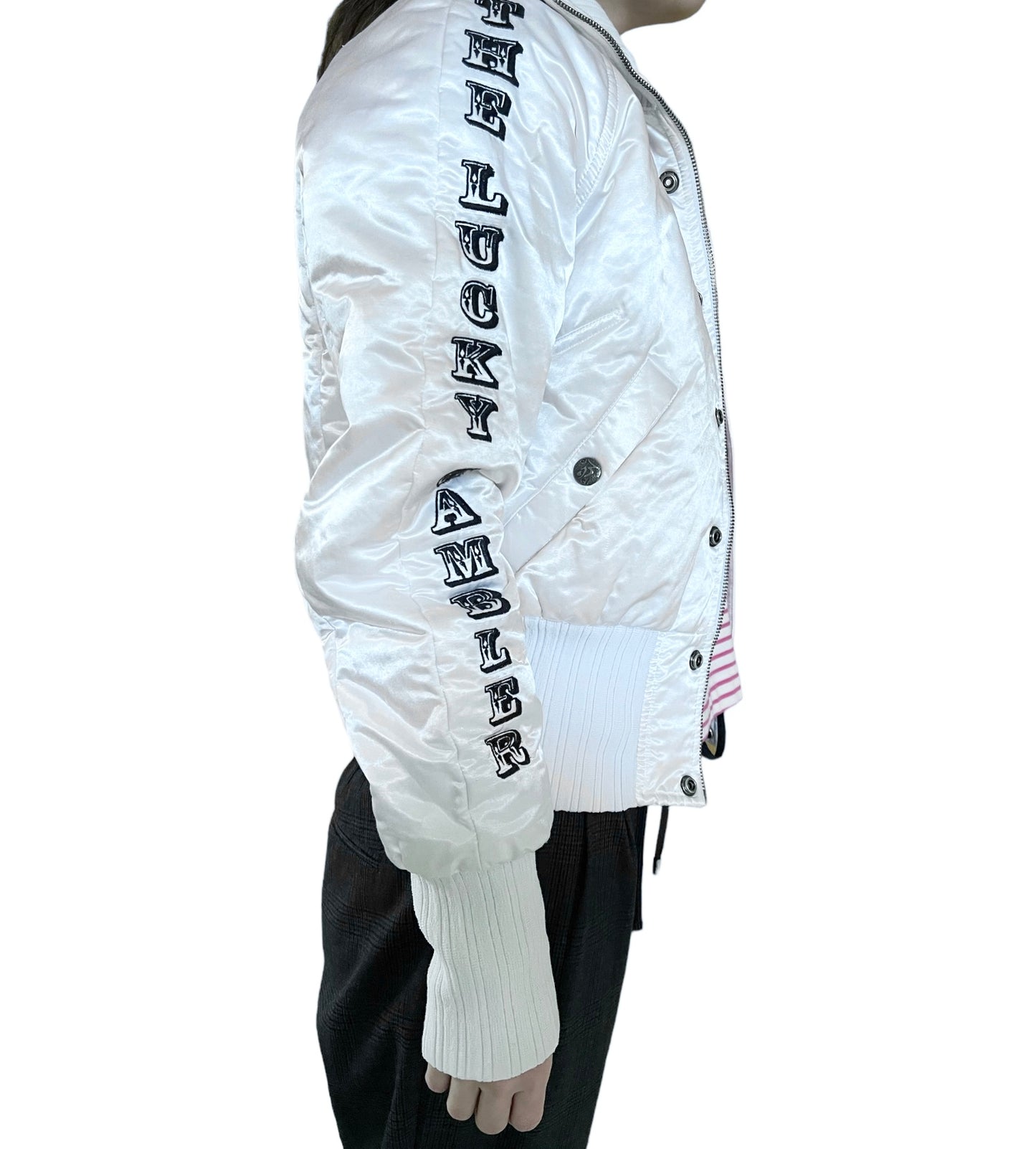 Y2K 00's Diesel Shiny White Jacket Size S-M The Lucky Gamble Flaming Dice The Jolly Joker 777