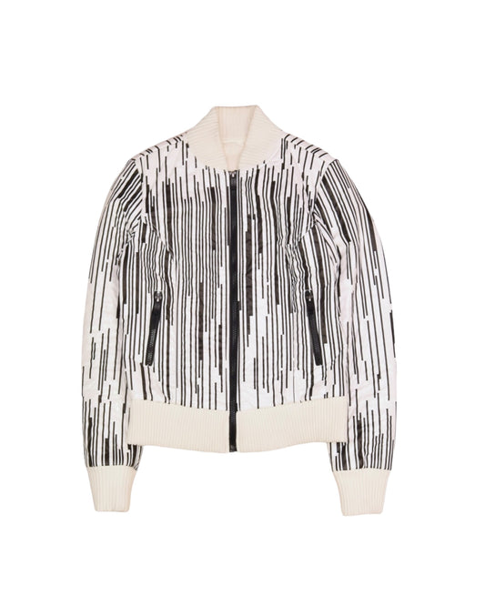 Y2K Diesel Jacket Nylon Abstract Pattern Black White Size S